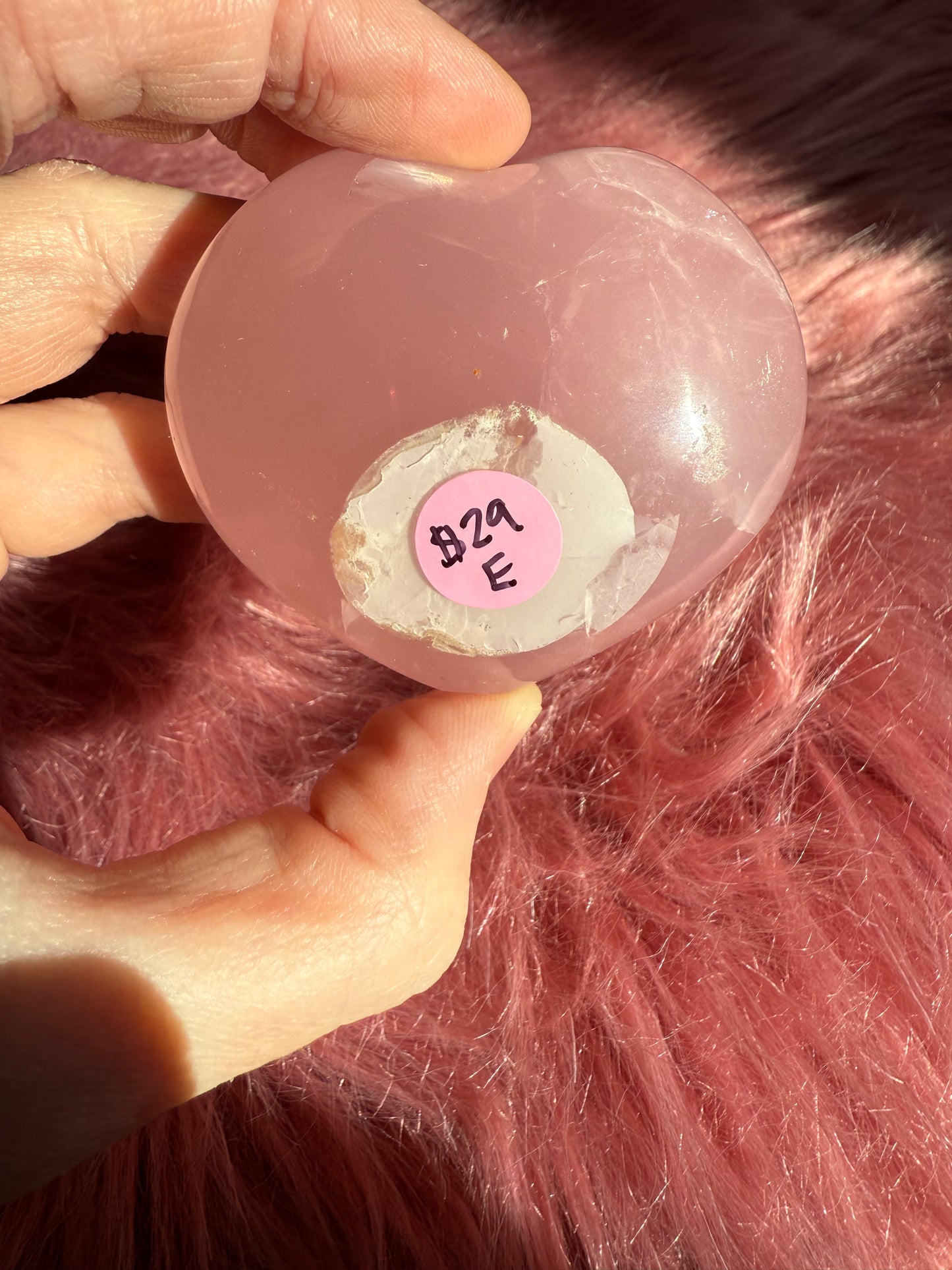 Stunning High Quality Rose Quartz Puffy Heart Carving - E