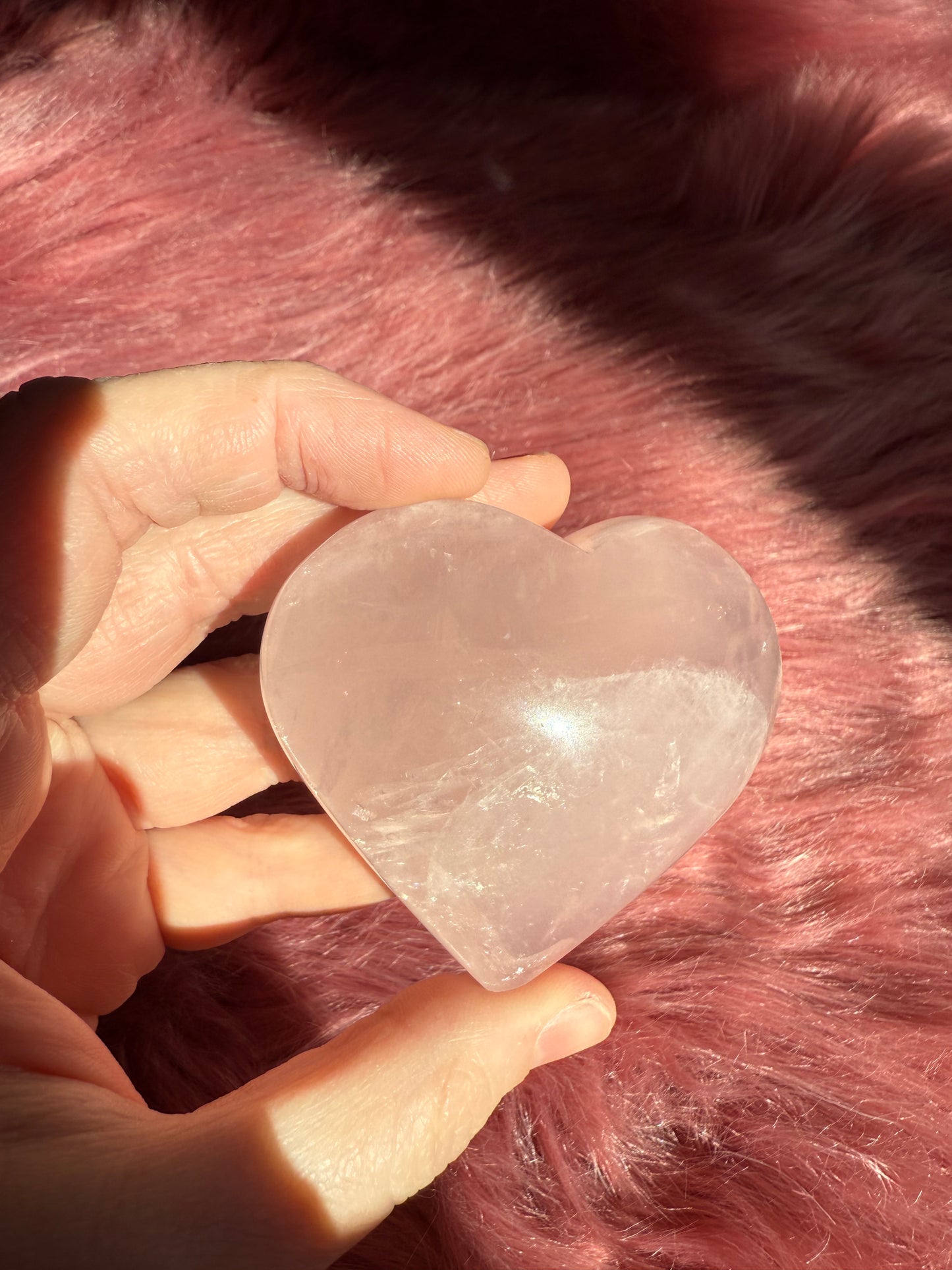 Stunning High Quality Rose Quartz Puffy Heart Carving - D