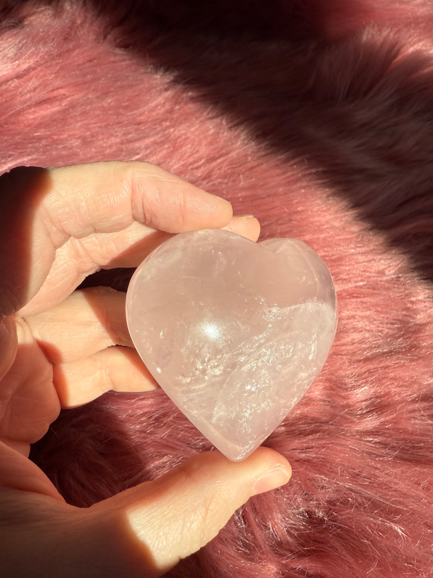 Stunning High Quality Rose Quartz Puffy Heart Carving - D