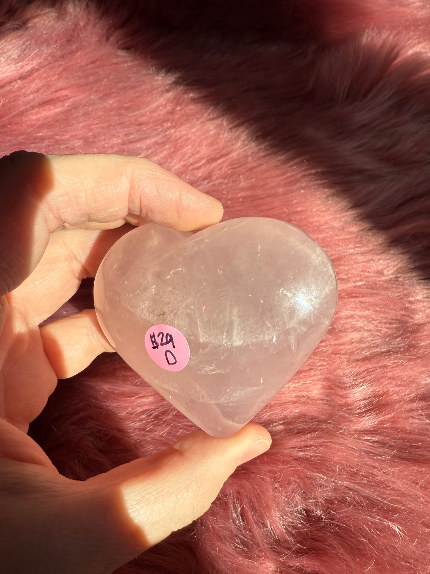 Stunning High Quality Rose Quartz Puffy Heart Carving - D