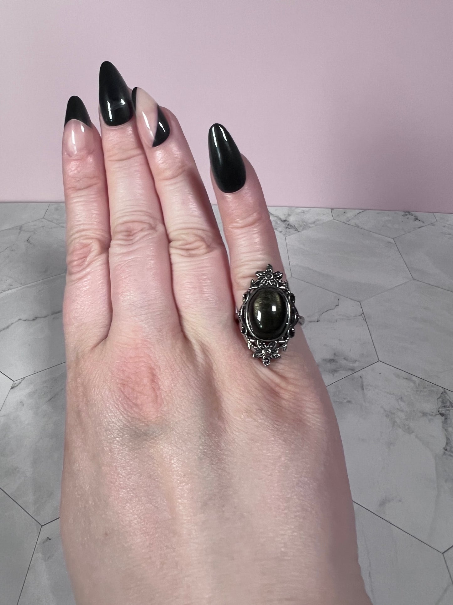 Stunning Goldensheen Obsidian Adjustable Ring