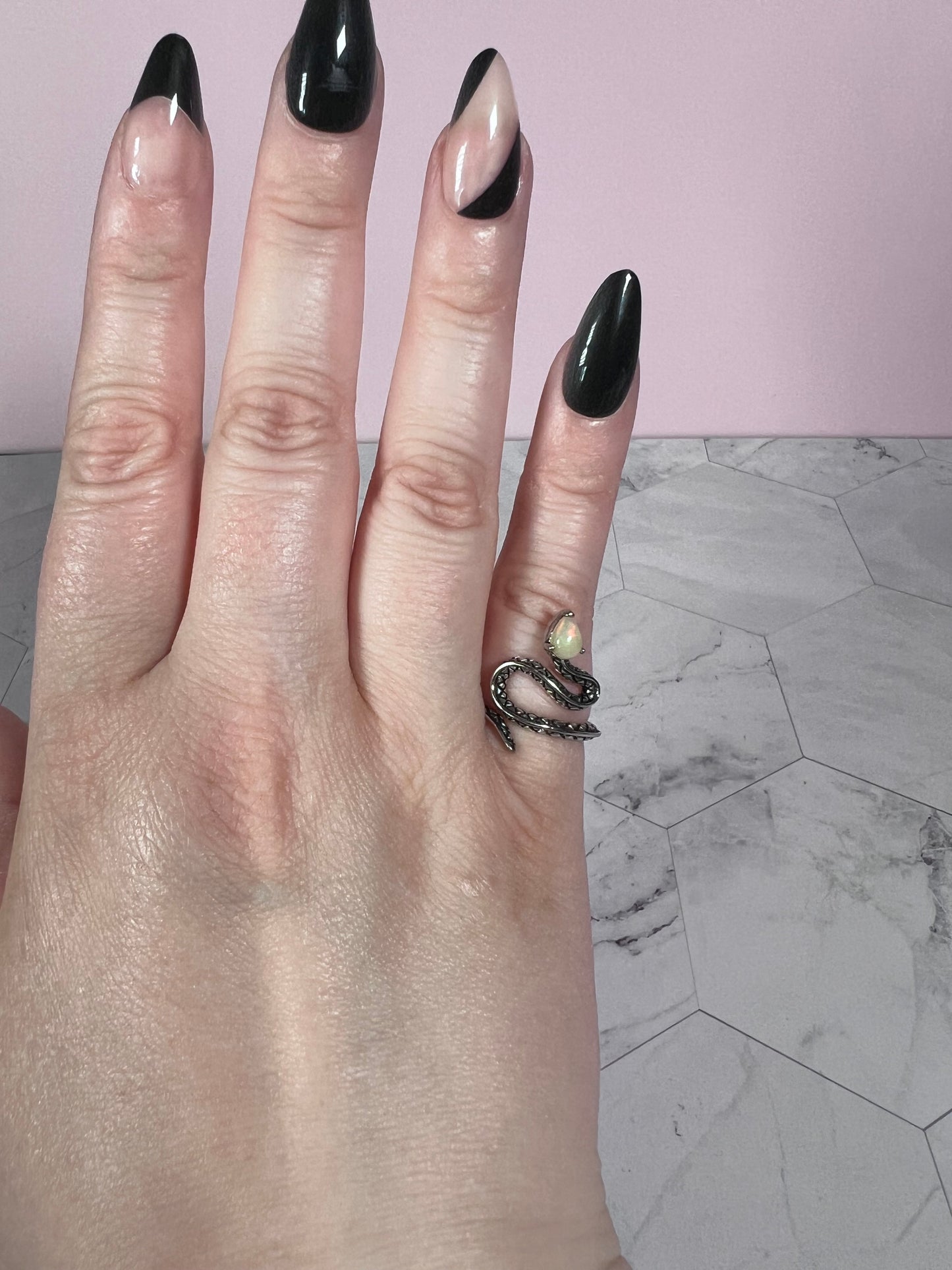 ONE (1) Stunning Opalite Snake Adjustable Ring