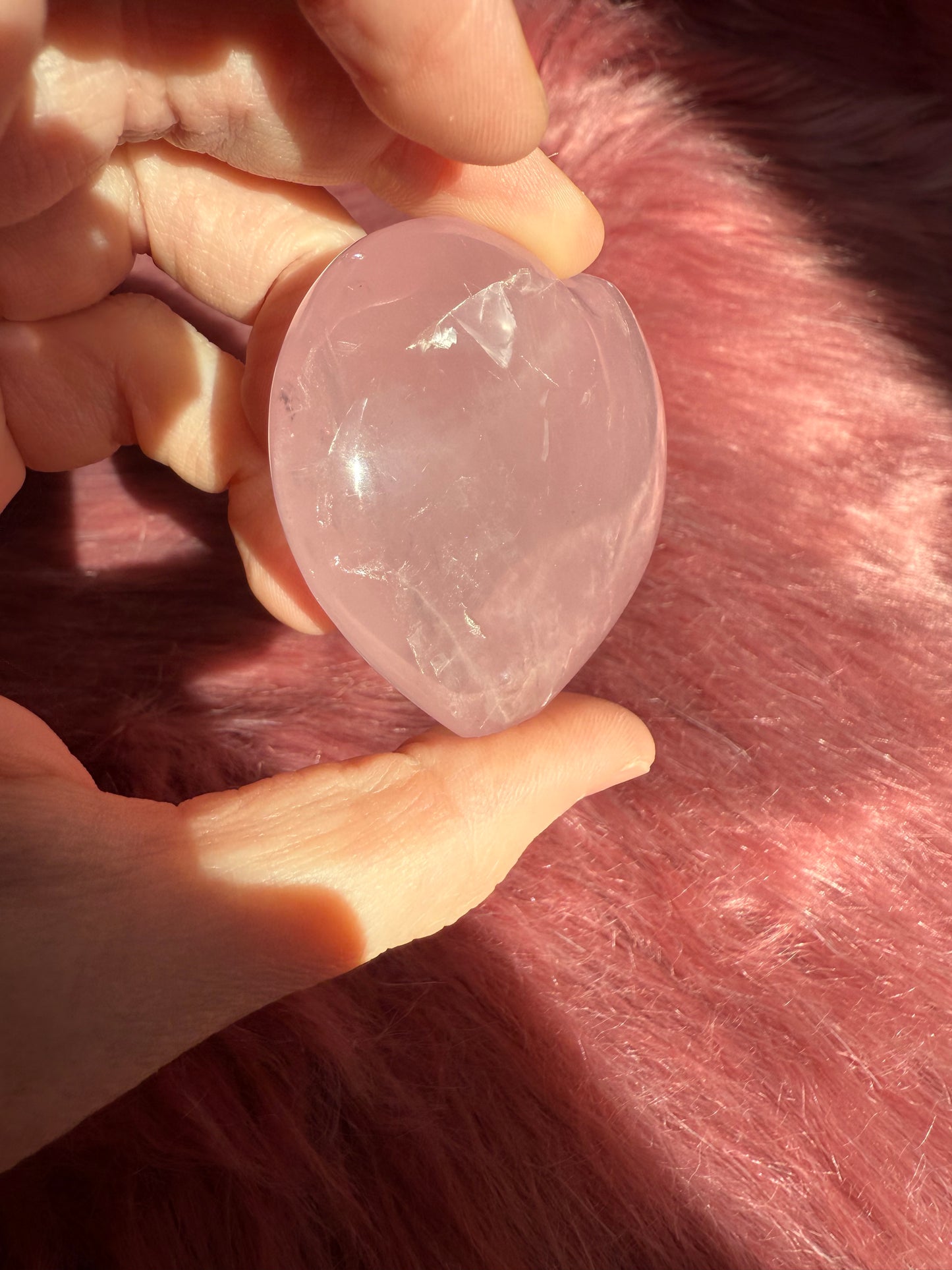 Stunning High Quality Rose Quartz Puffy Heart Carving - A