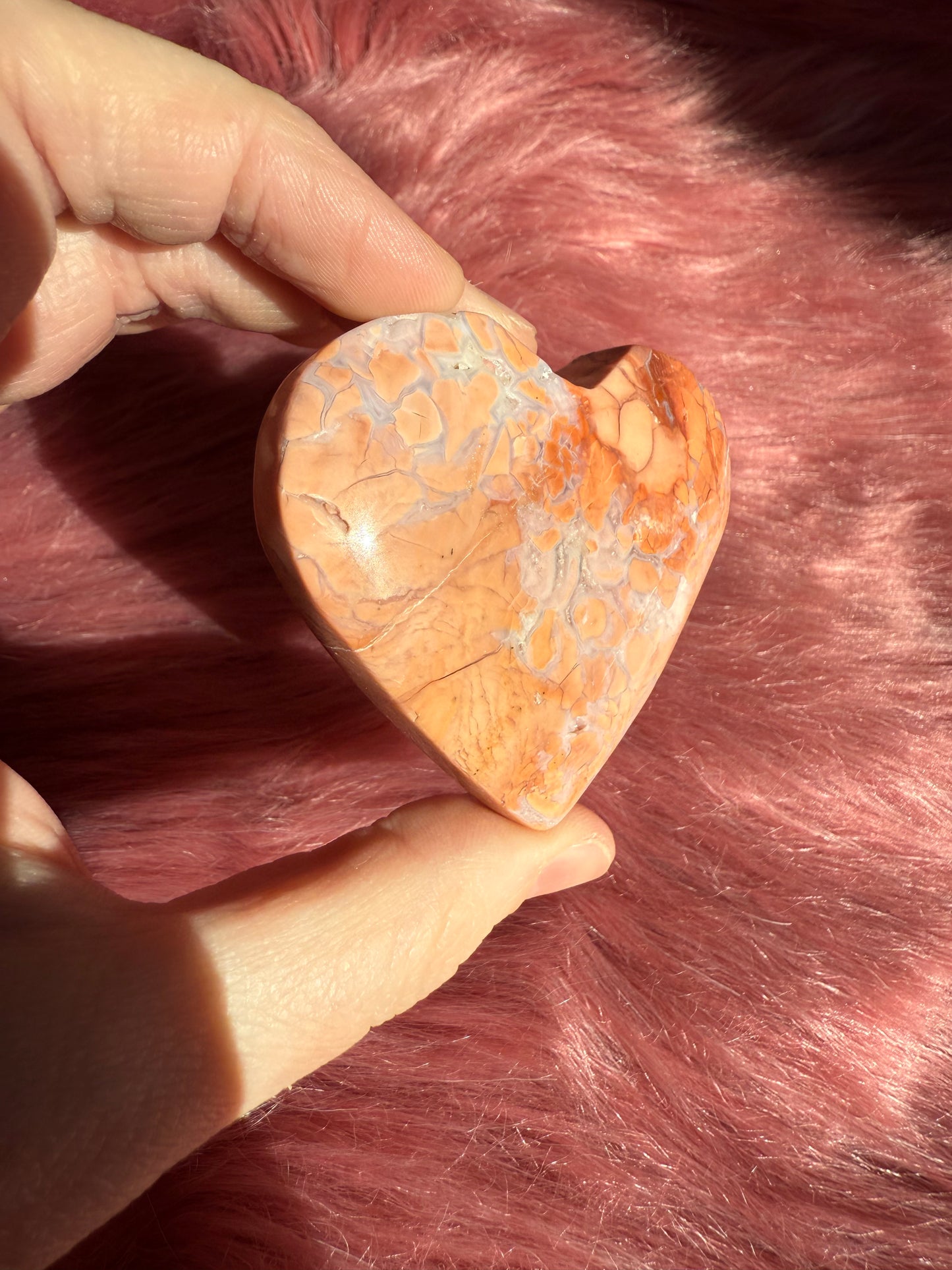 Stunning High Quality Pink Agate Heart Carving - E
