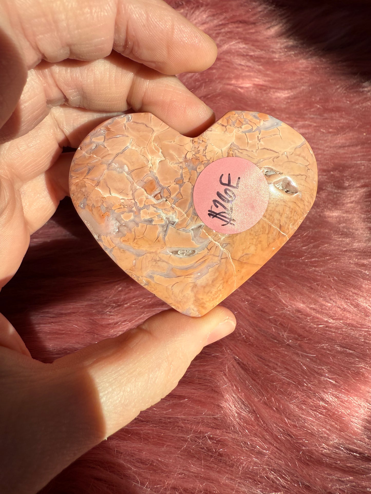 Stunning High Quality Pink Agate Heart Carving - E