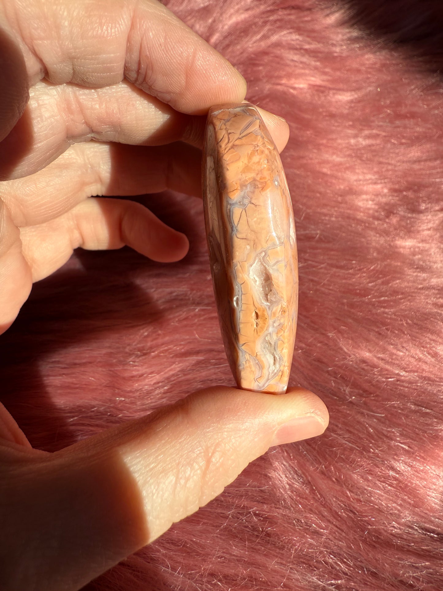 Stunning High Quality Pink Agate Heart Carving - E