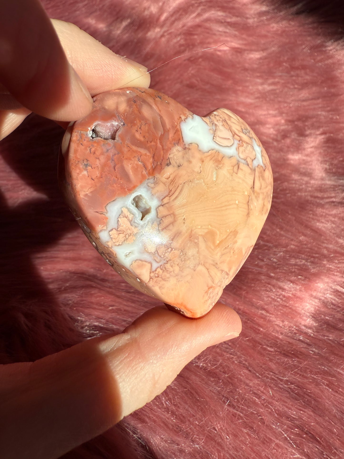 Stunning High Quality Pink Agate Heart Carving - G
