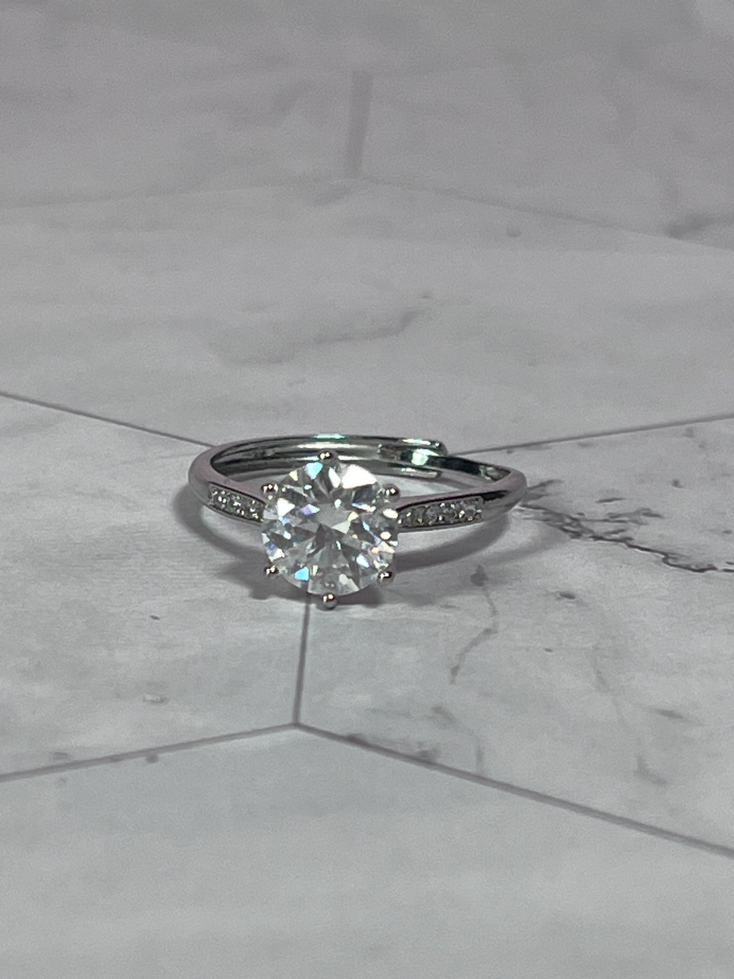 Stunning Clear Quartz Adjustable Ring