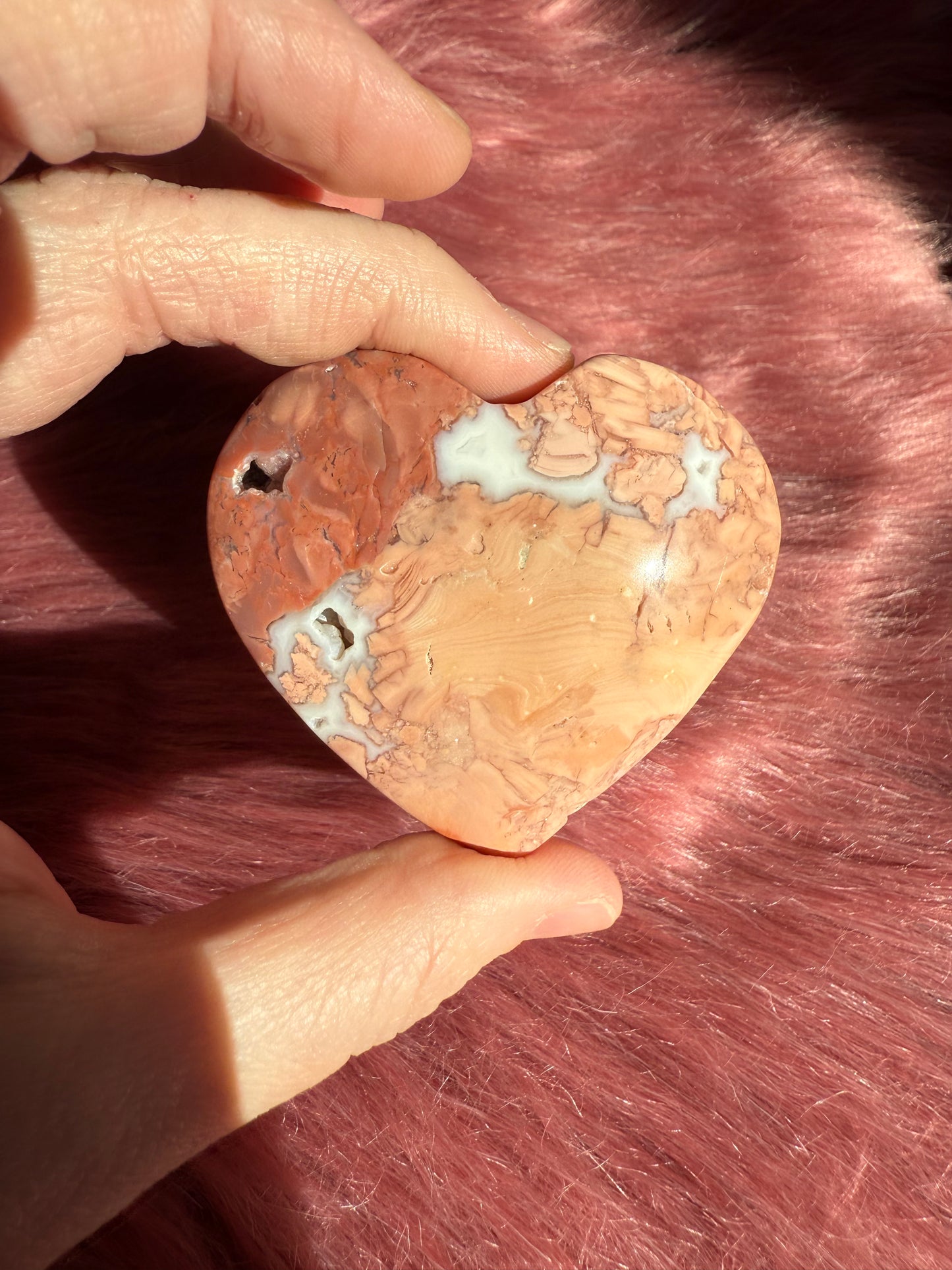 Stunning High Quality Pink Agate Heart Carving - G