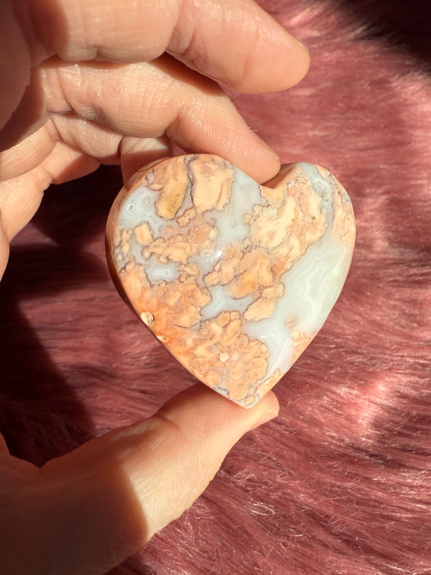 Stunning High Quality Pink Agate Heart Carving - H