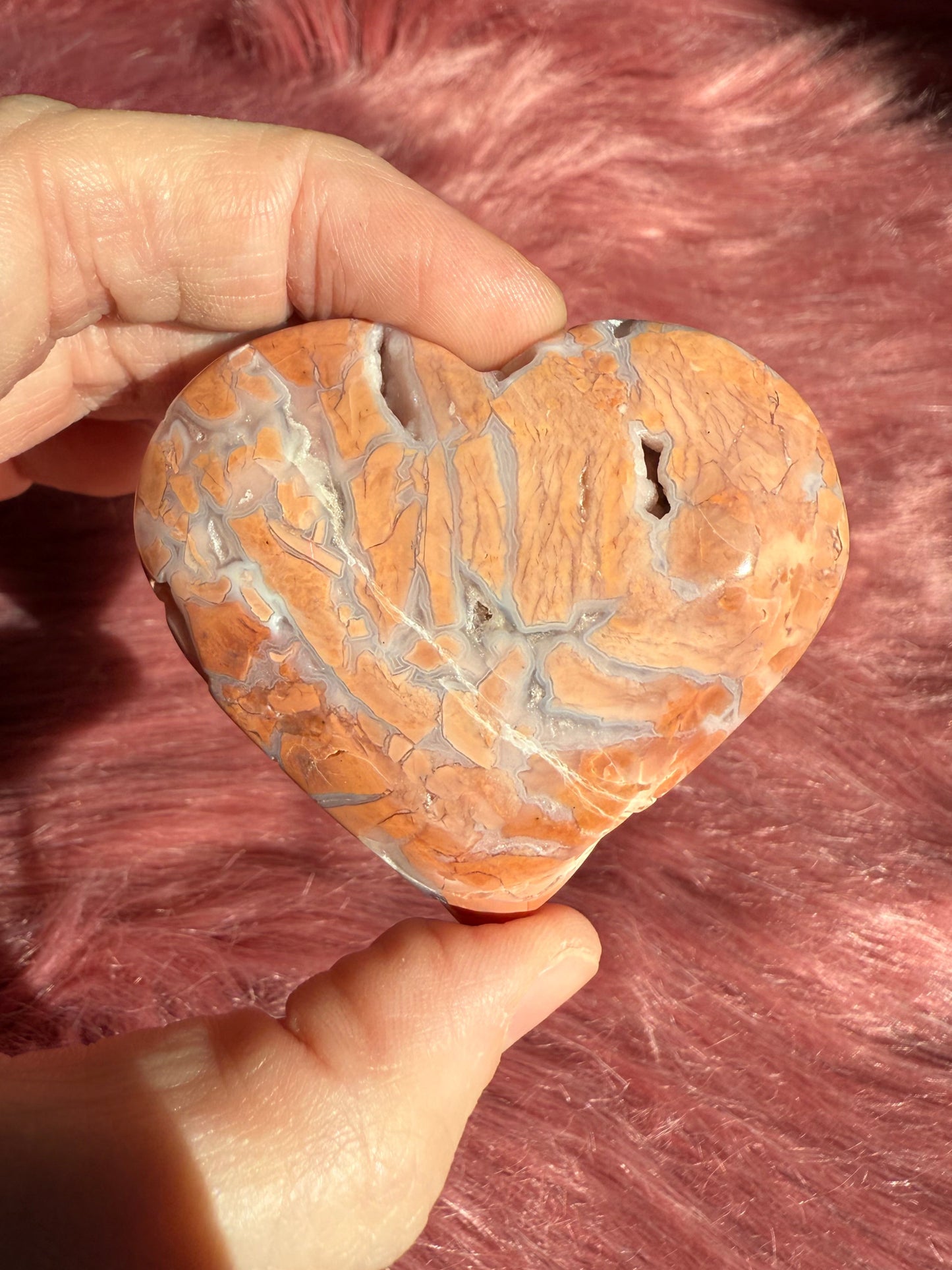 Stunning High Quality Pink Agate Heart Carving - C