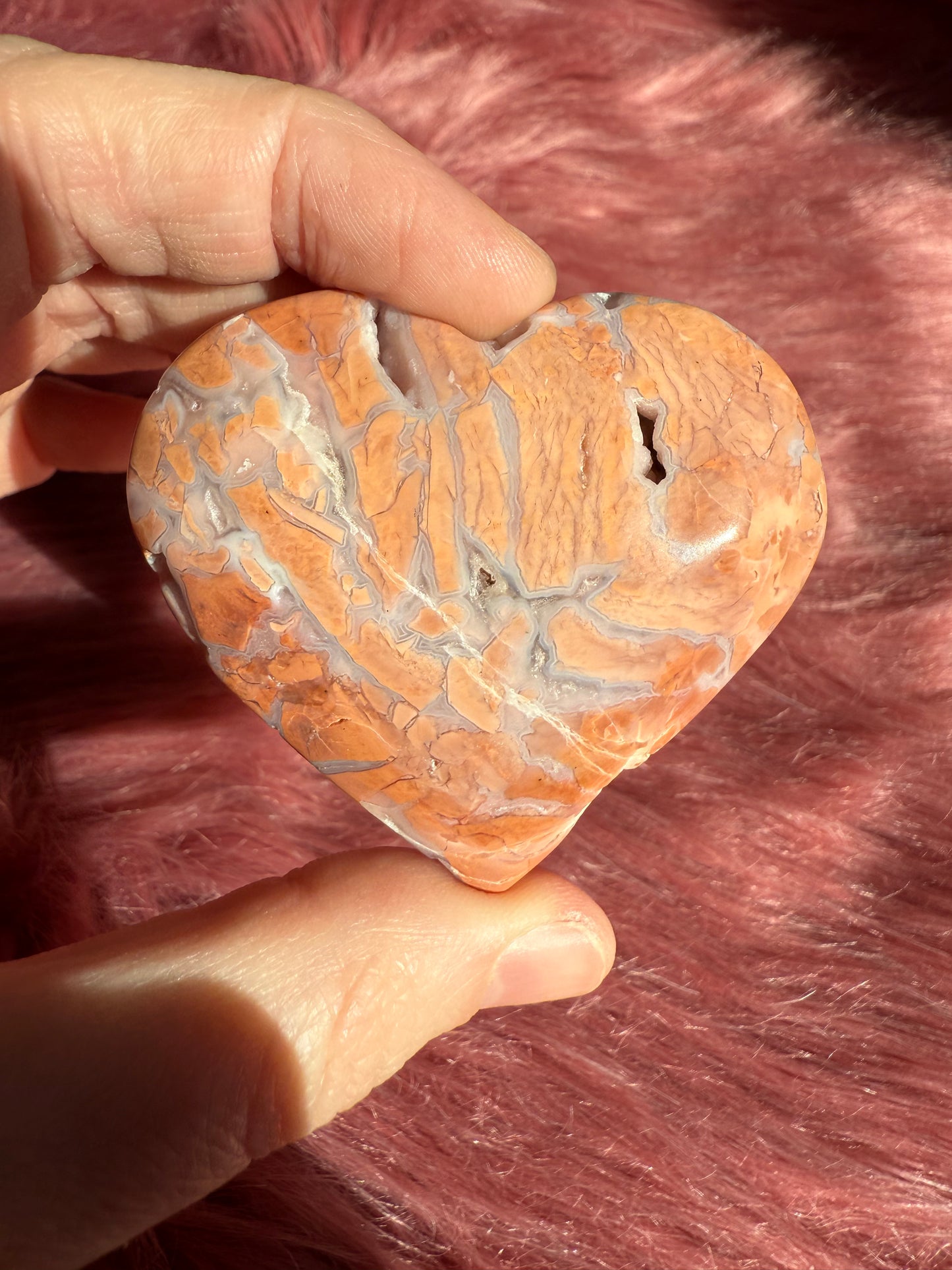 Stunning High Quality Pink Agate Heart Carving - C