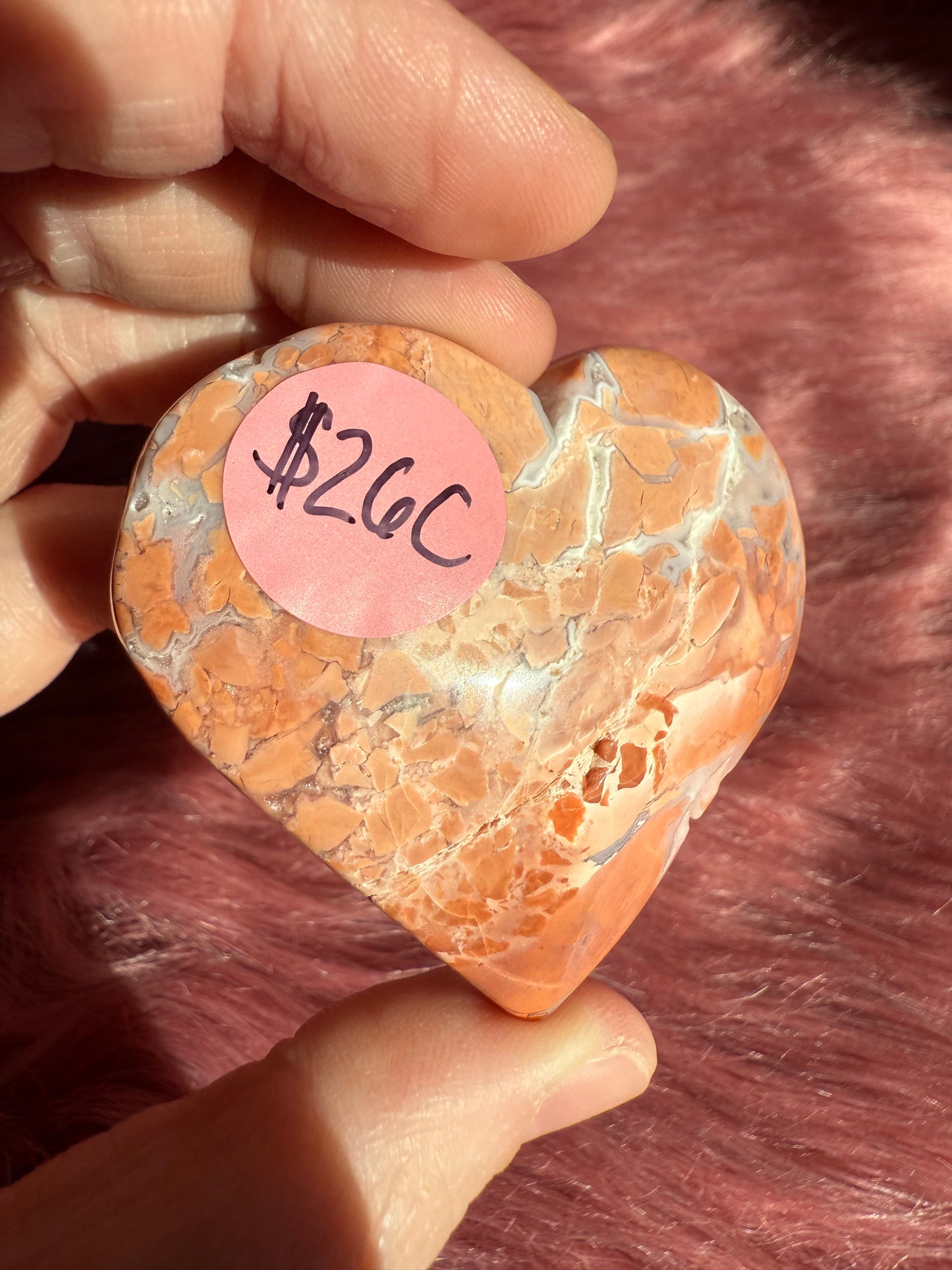 Stunning High Quality Pink Agate Heart Carving - C