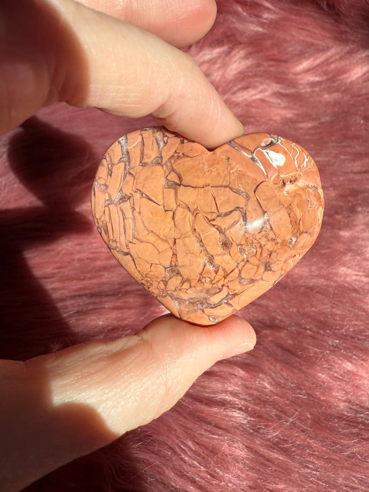 Stunning High Quality Pink Agate Heart Carving - D