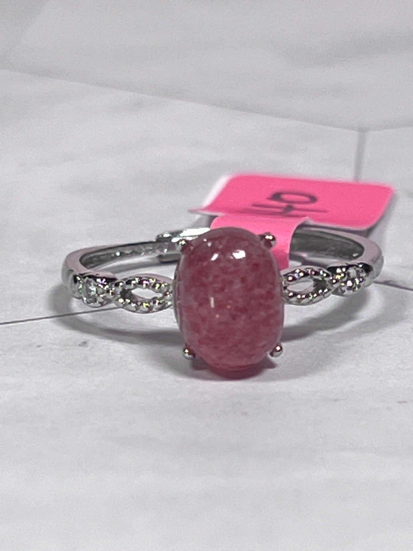 ONE (1) Stunning Strawberry Quartz with Sterling Silver Setting Adjustable Ring