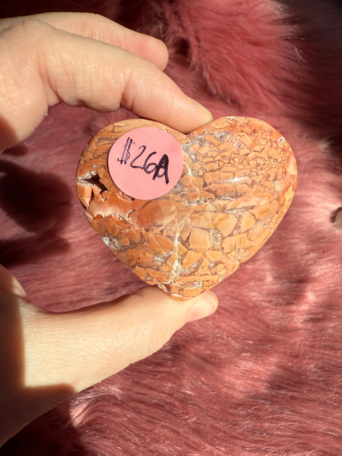 Stunning High Quality Pink Agate Heart Carving - A