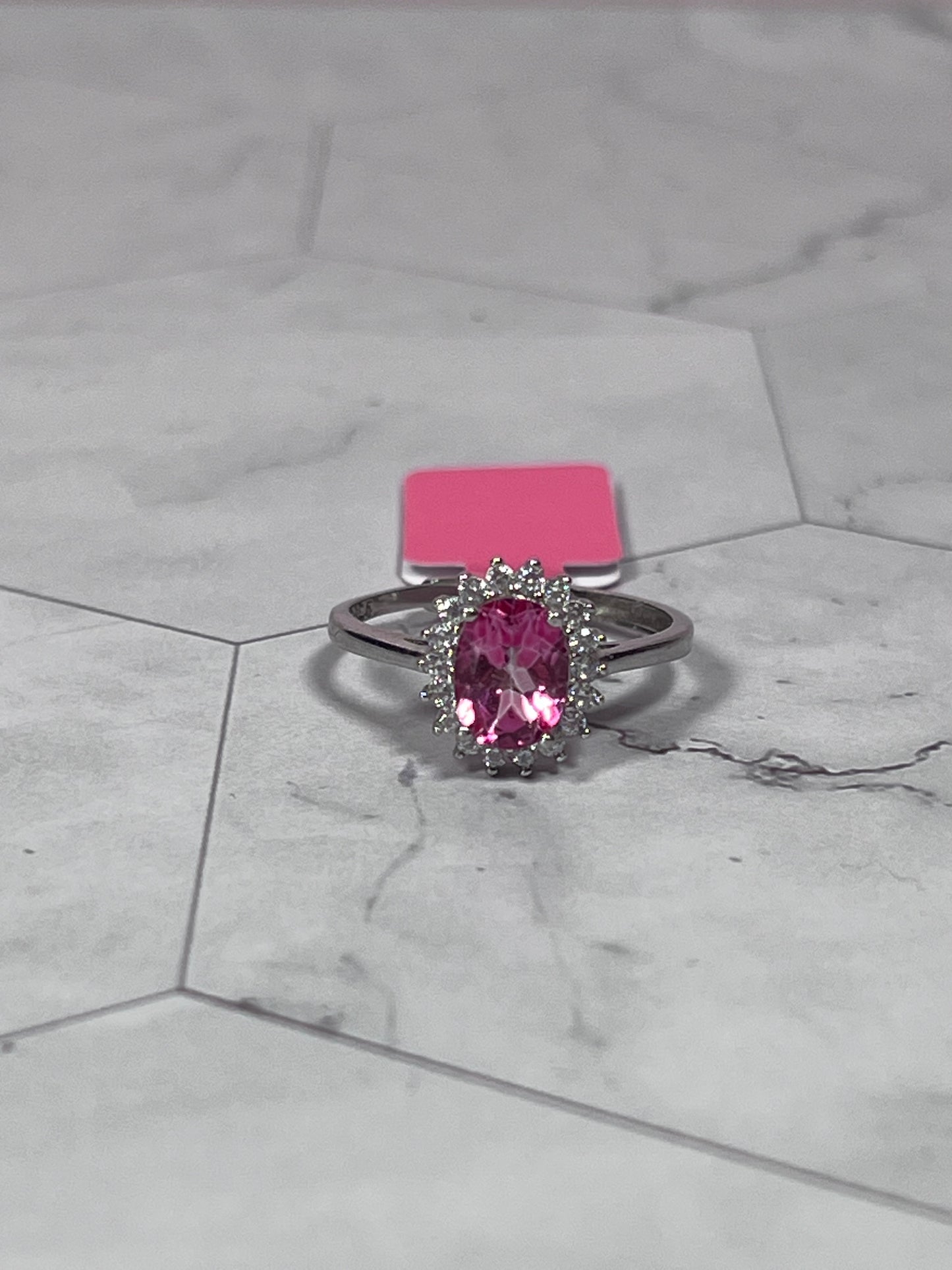 ONE (1) Stunning Pink Tourmaline with Sterling Silver Setting Adjustable Ring