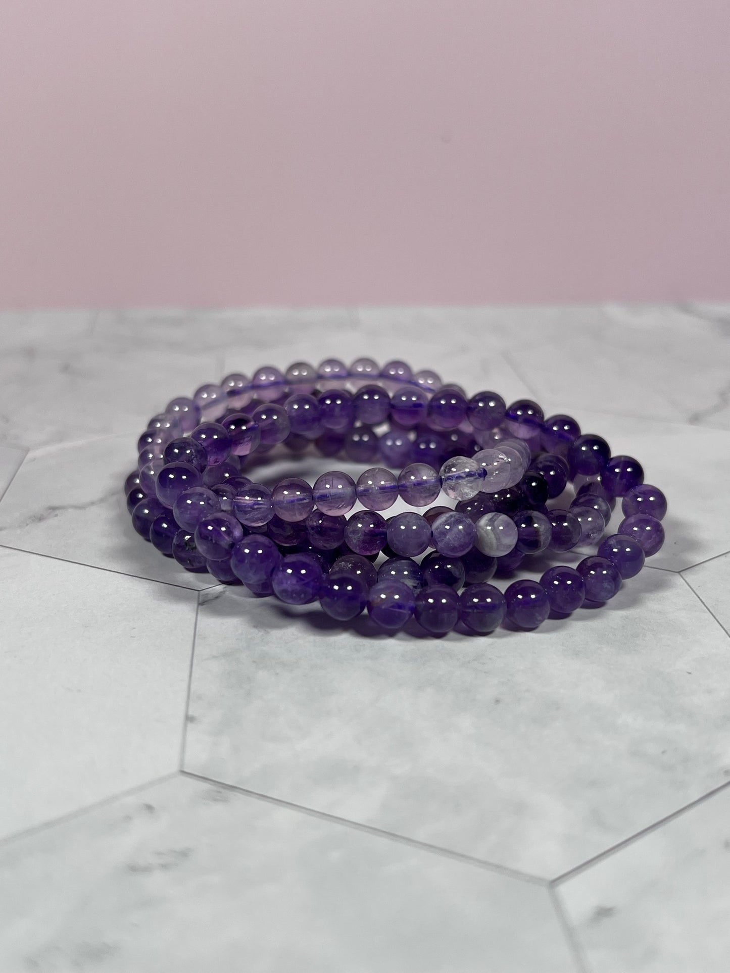 ONE (1) Stunning 6mm Amethyst Crystal Bracelet - Intuitively Selected