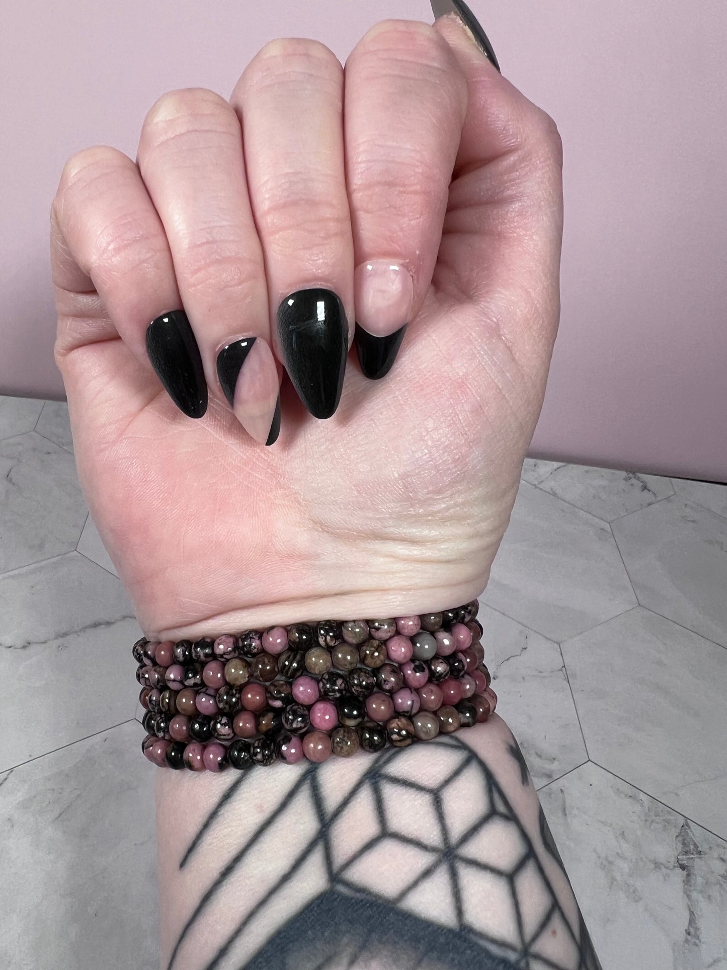 ONE (1) Stunning 4mm Rhodonite Crystal Bracelet - Intuitively Selected