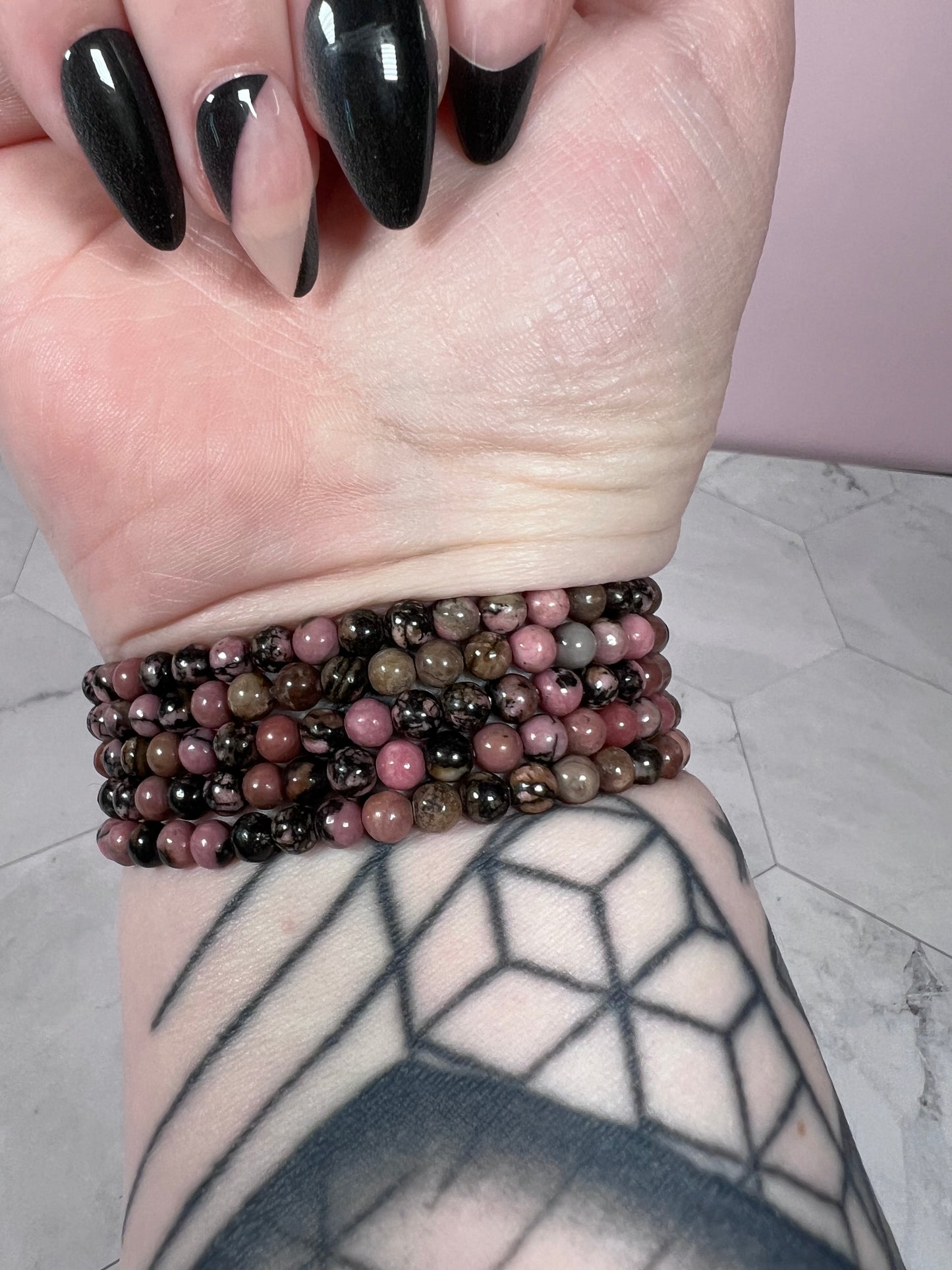 ONE (1) Stunning 4mm Rhodonite Crystal Bracelet - Intuitively Selected