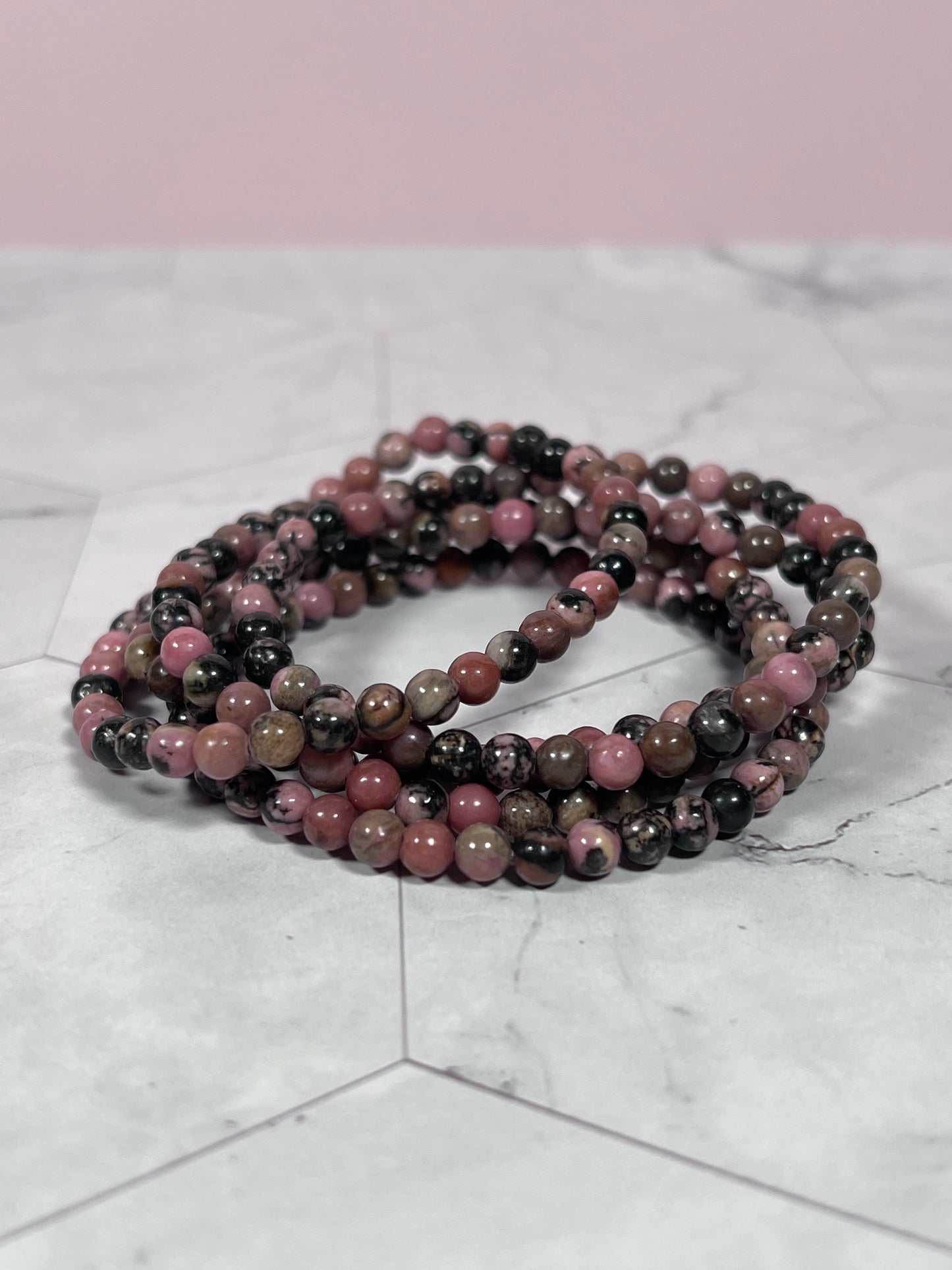 ONE (1) Stunning 4mm Rhodonite Crystal Bracelet - Intuitively Selected