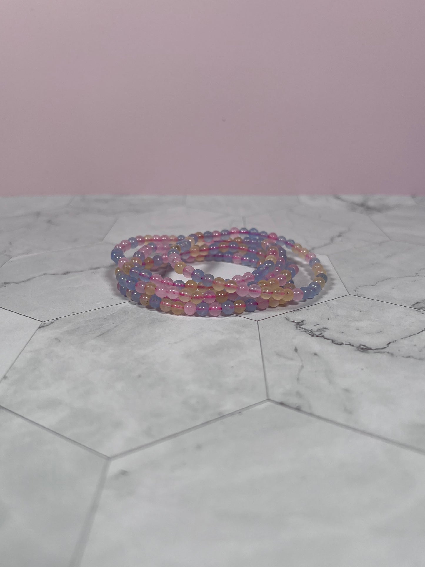 ONE (1) Stunning 4mm Morganite Crystal Bracelet - Intuitively Selected