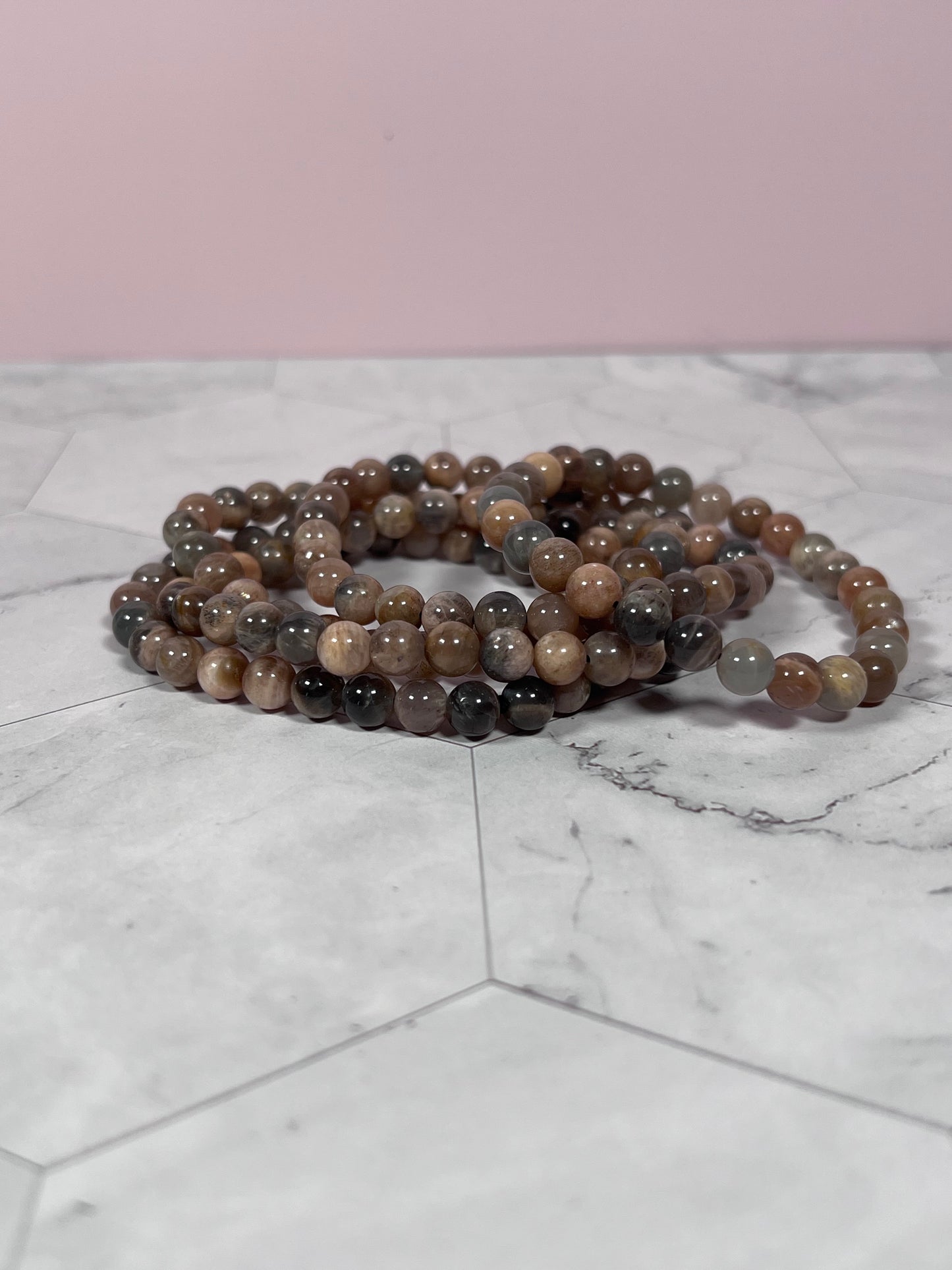 ONE (1) Stunning 6mm Black Moonstone Crystal Bracelet - Intuitively Selected