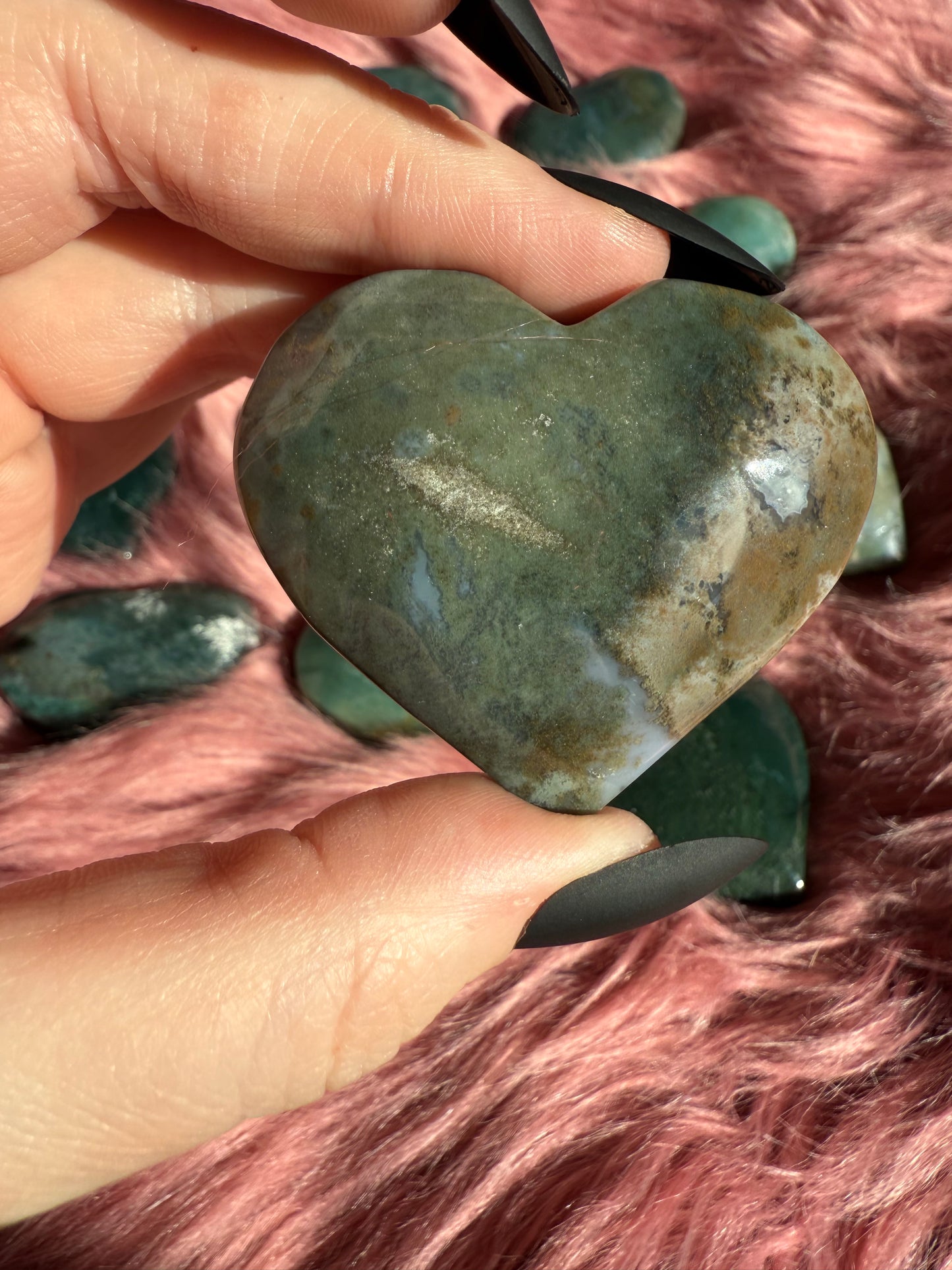 ONE (1) Stunning Blue Green Moss Agate Heart - Intuitively Selected