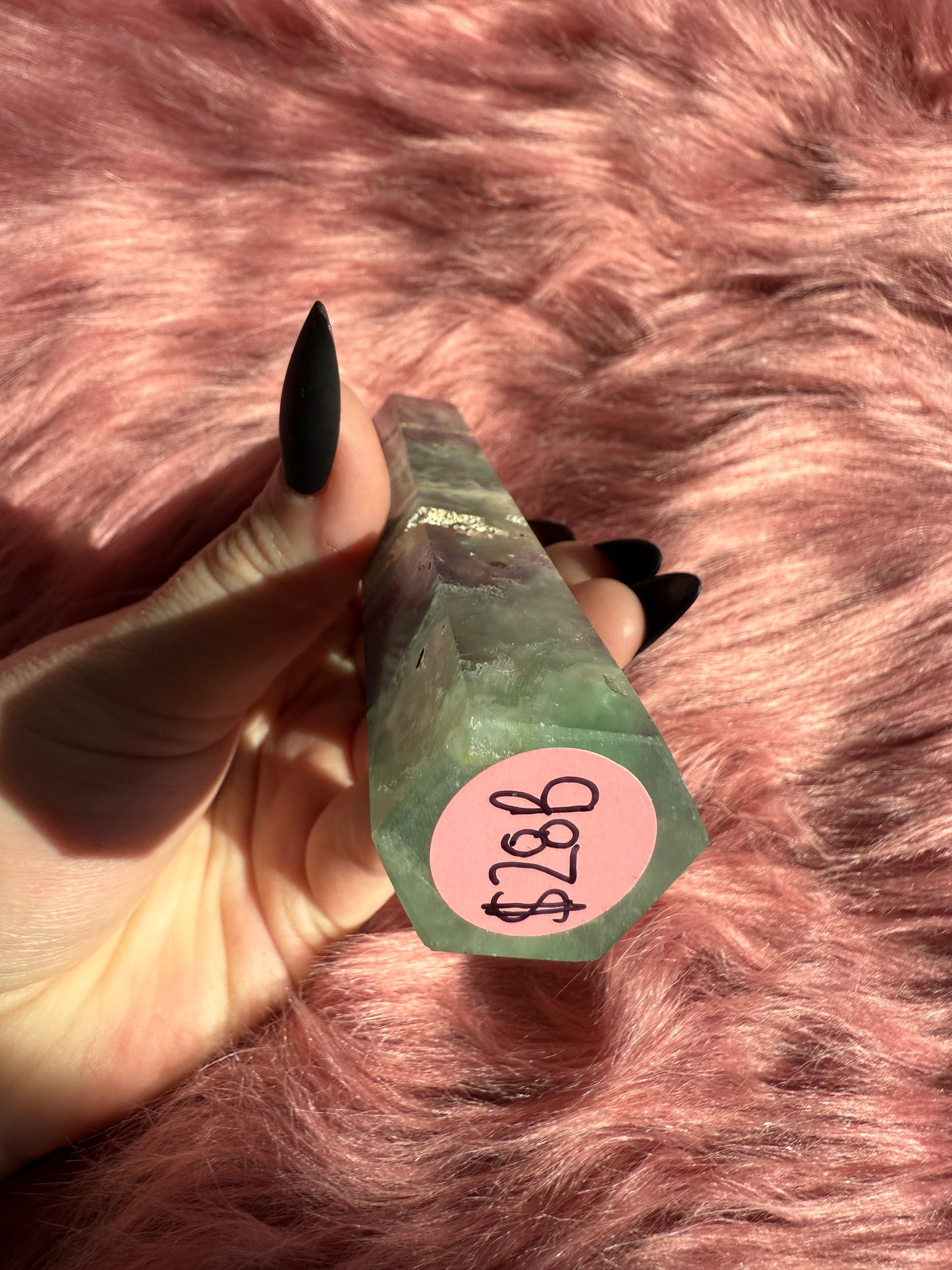 Stunning High Quality Feather Fluorite Tower - B