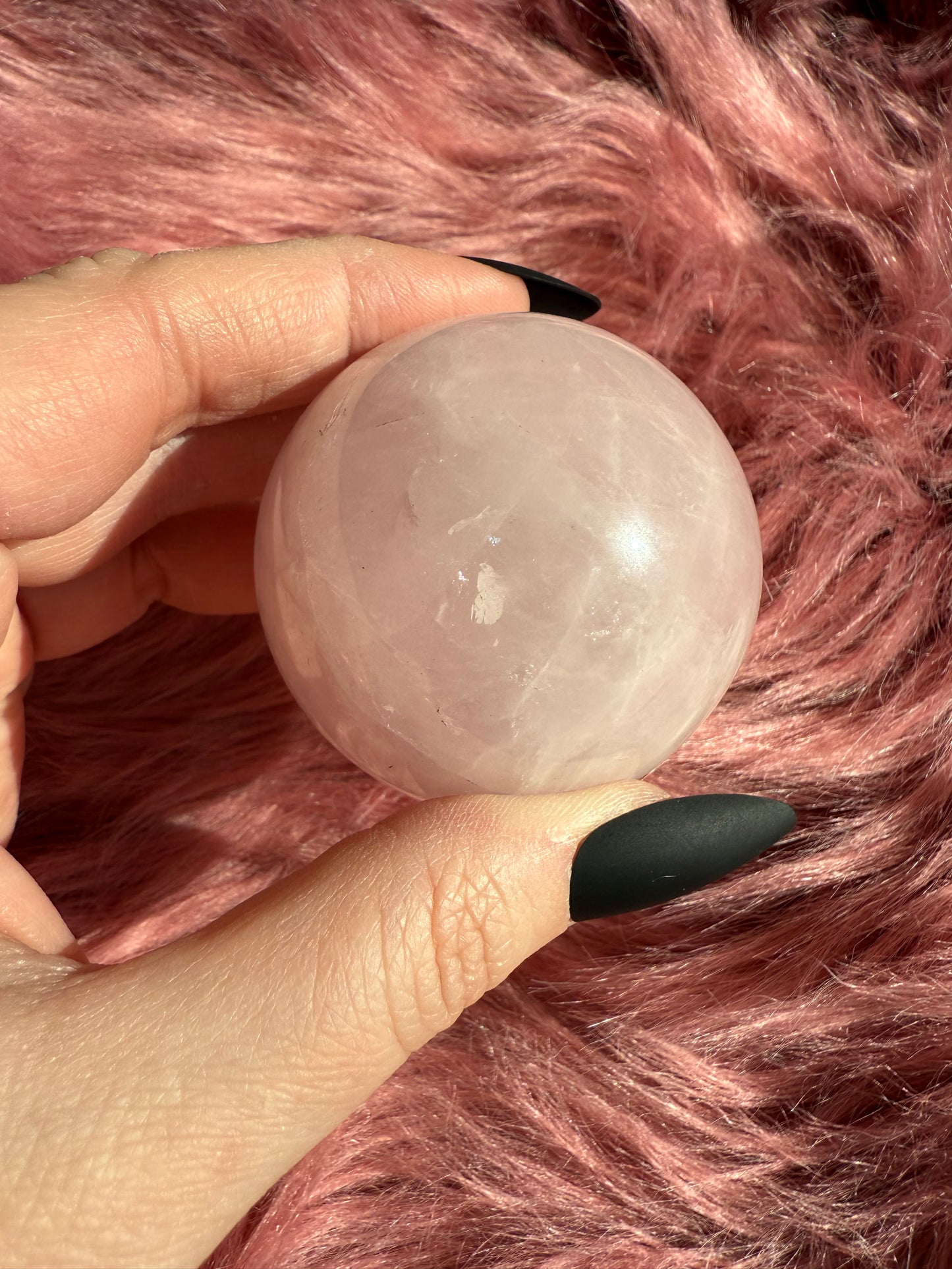 Stunning Flashy Rose Quartz Crystal Sphere E