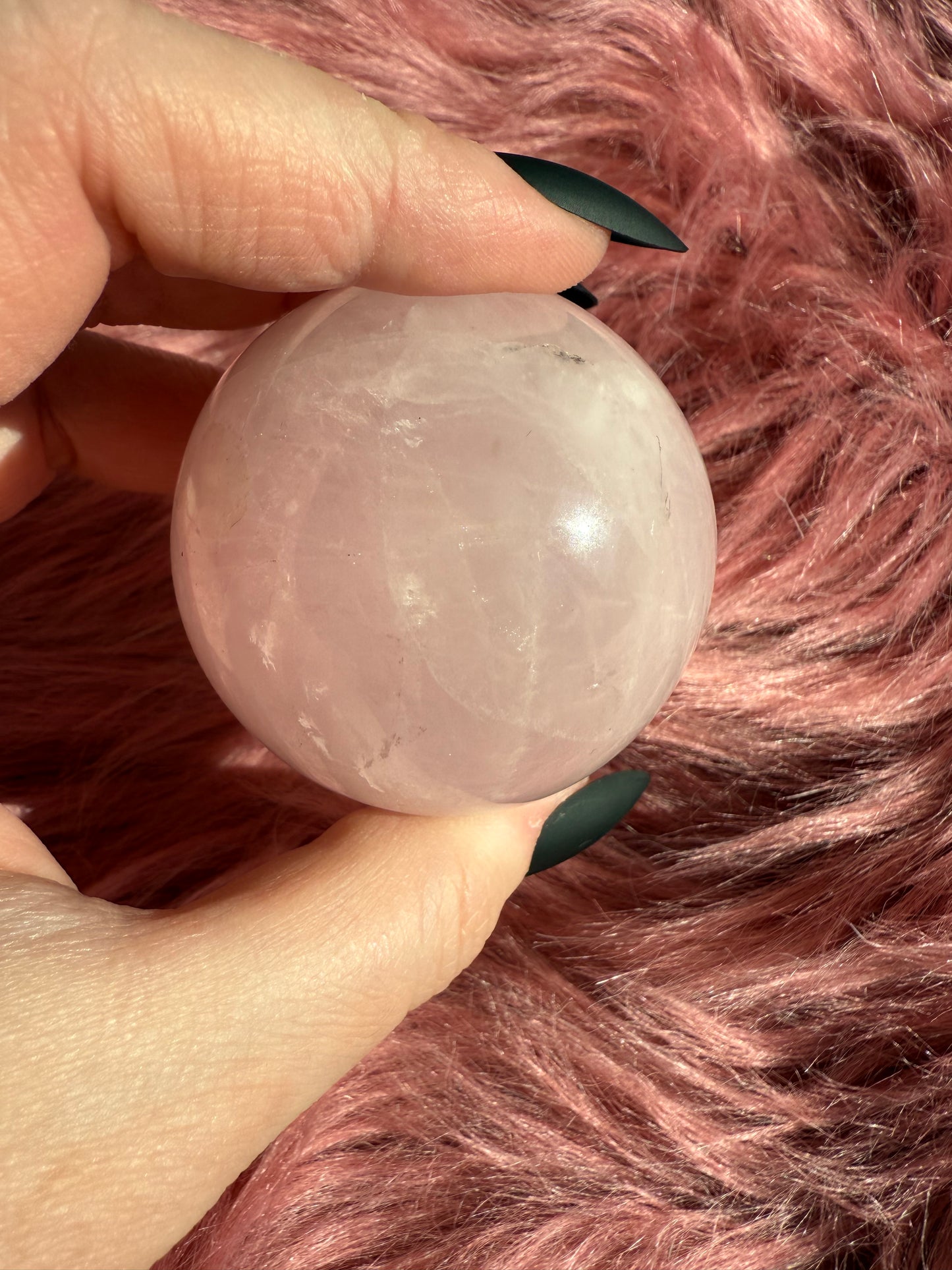 Stunning Flashy Rose Quartz Crystal Sphere E