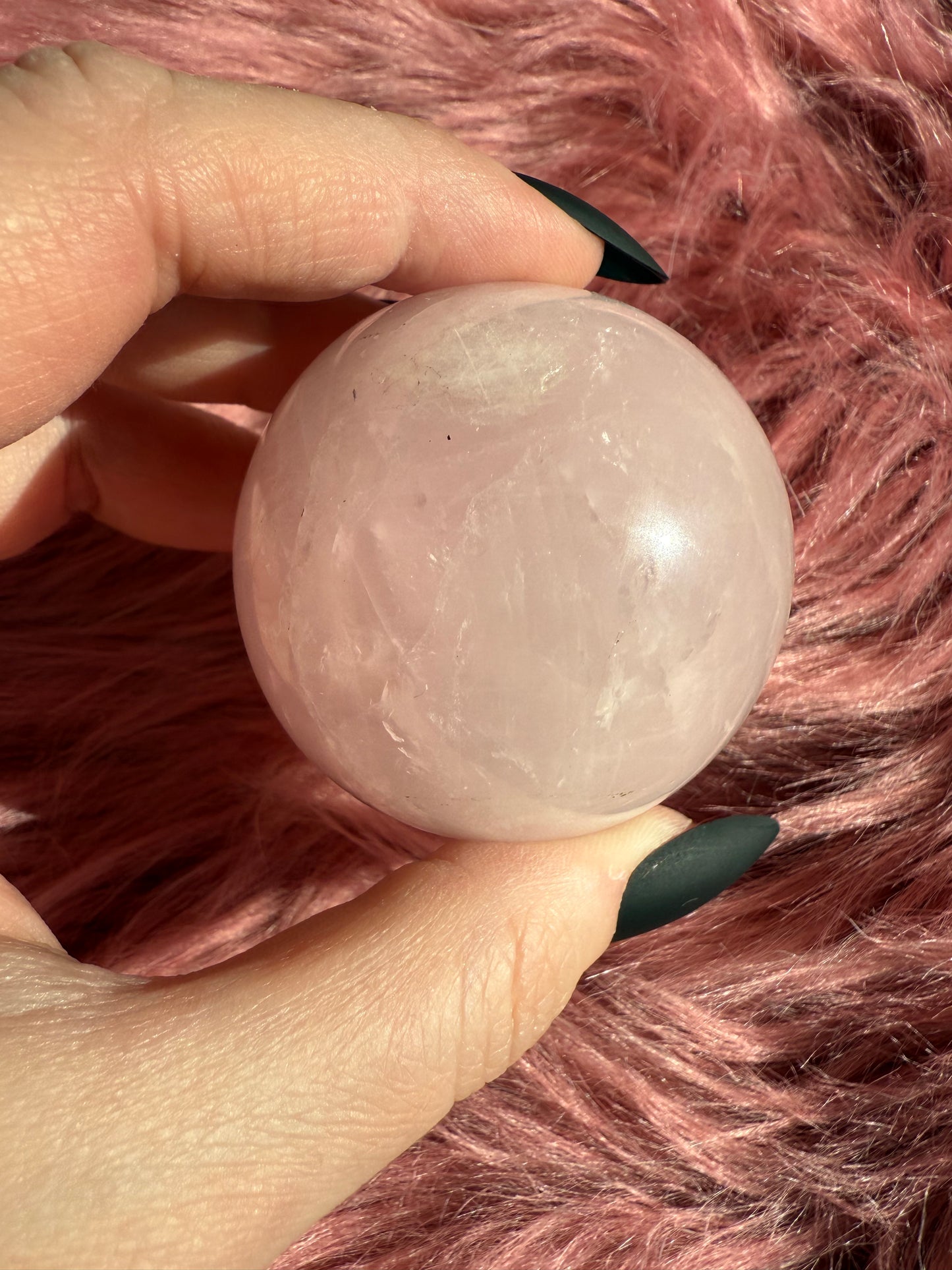 Stunning Flashy Rose Quartz Crystal Sphere E