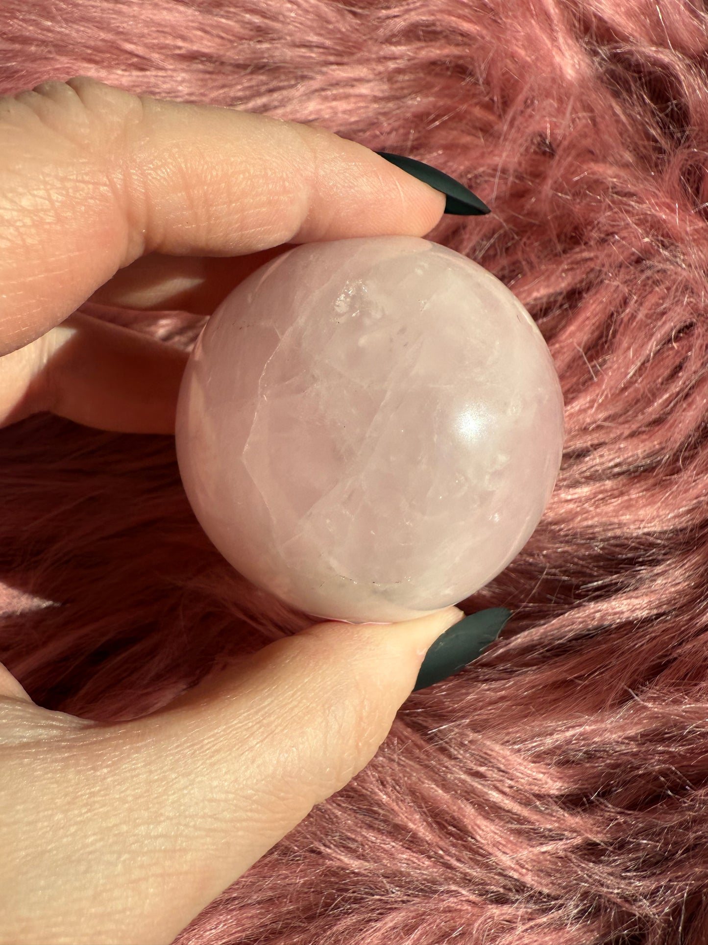 Stunning Flashy Rose Quartz Crystal Sphere E