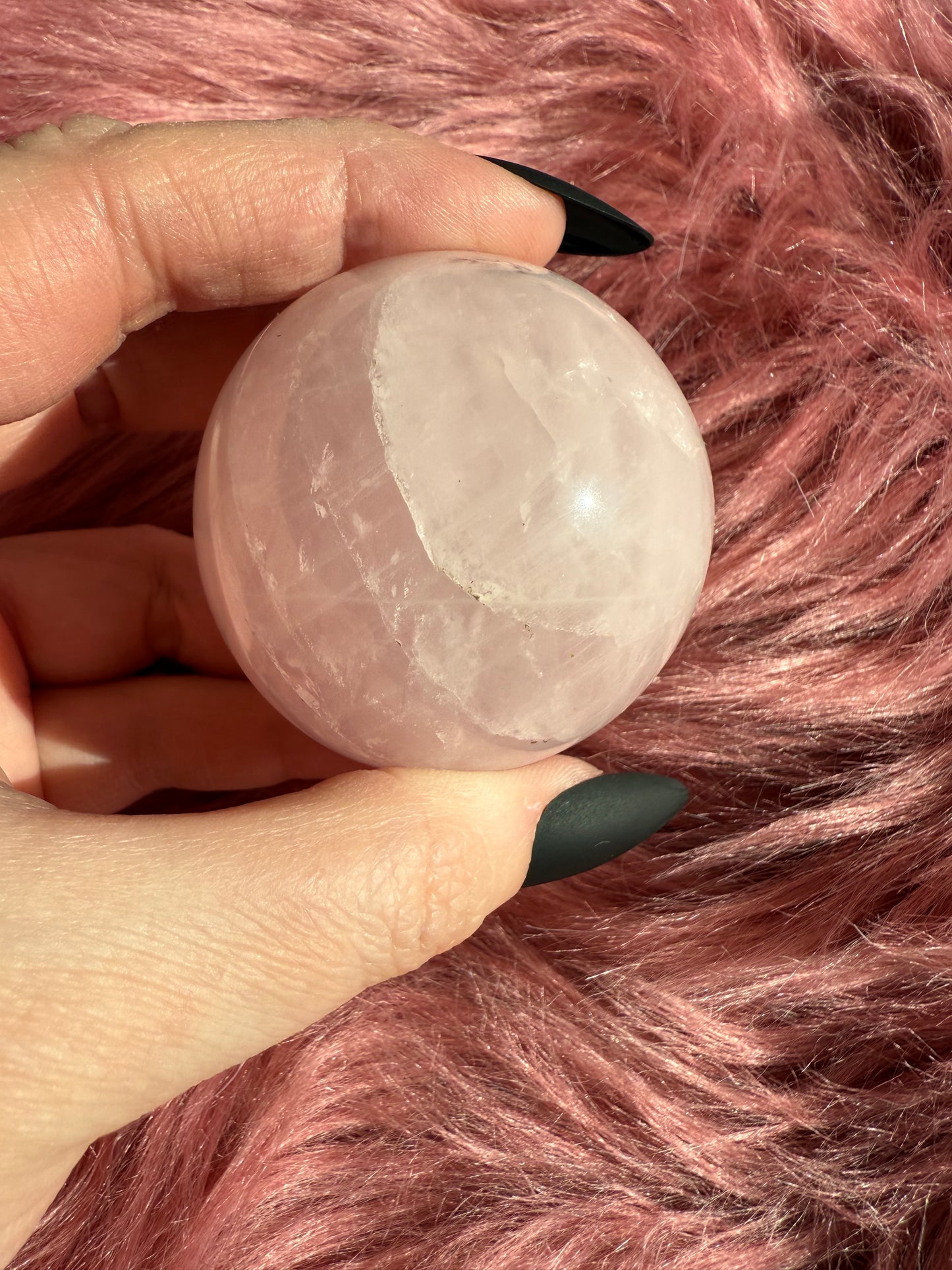 Stunning Flashy Rose Quartz Crystal Sphere E
