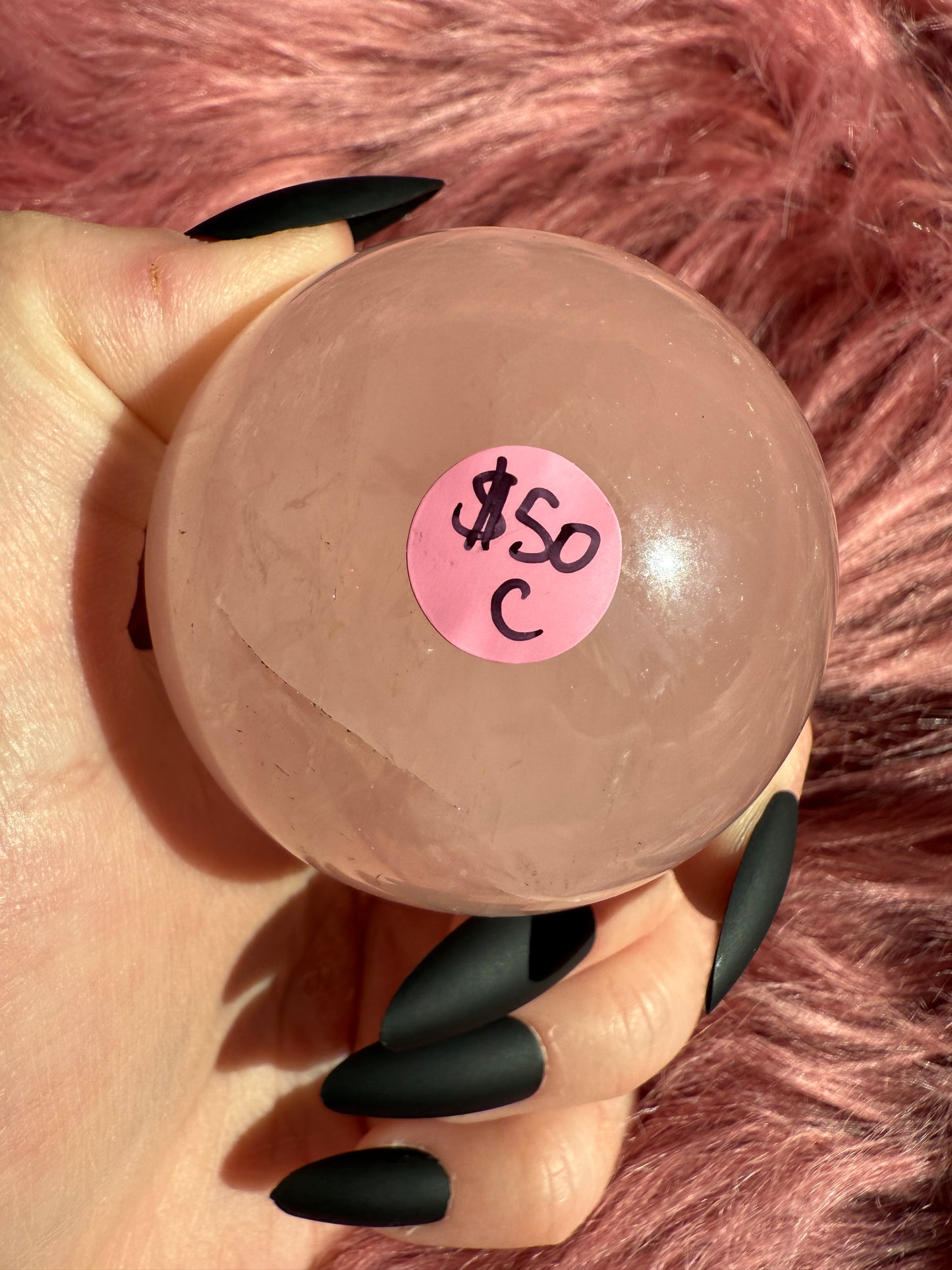 Stunning Flashy Rose Quartz Crystal Sphere C