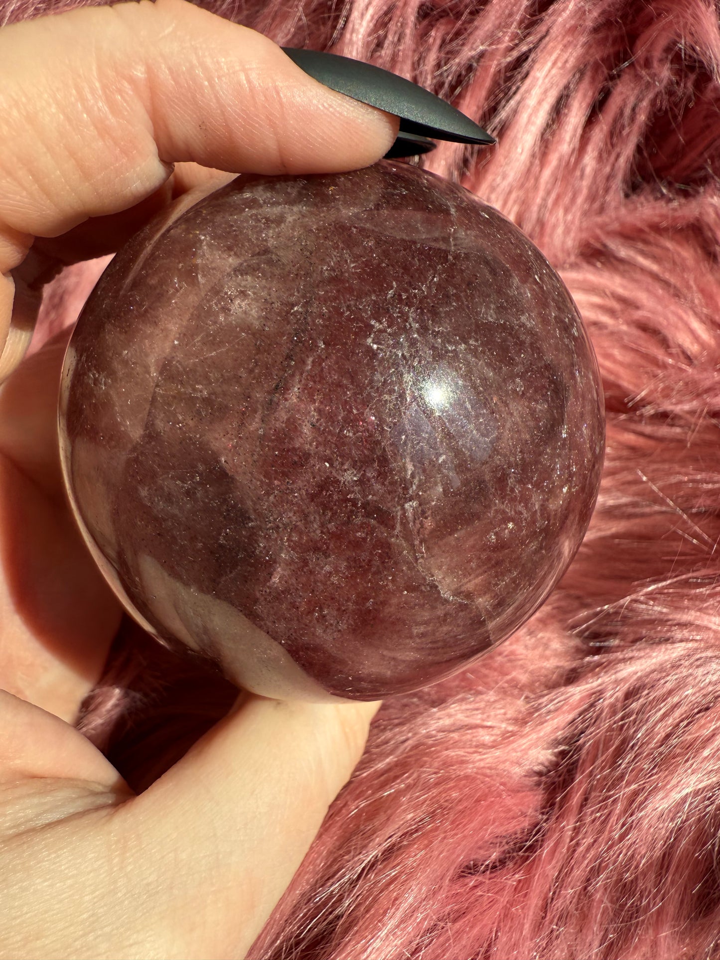 Stunning Gemmy Strawberry Quartz Crystal Sphere