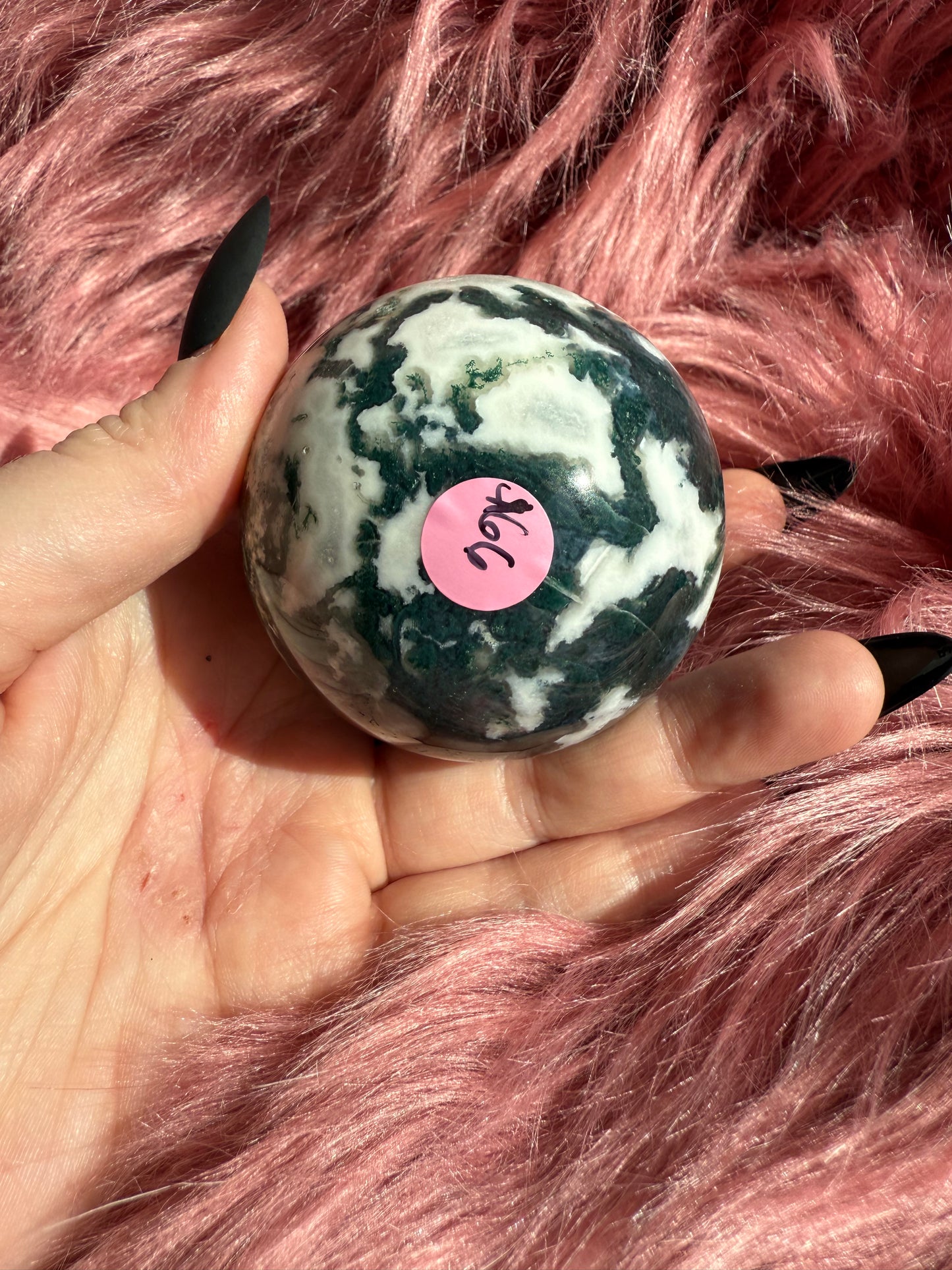 Stunning Dark Green Moss Agate Crystal Sphere