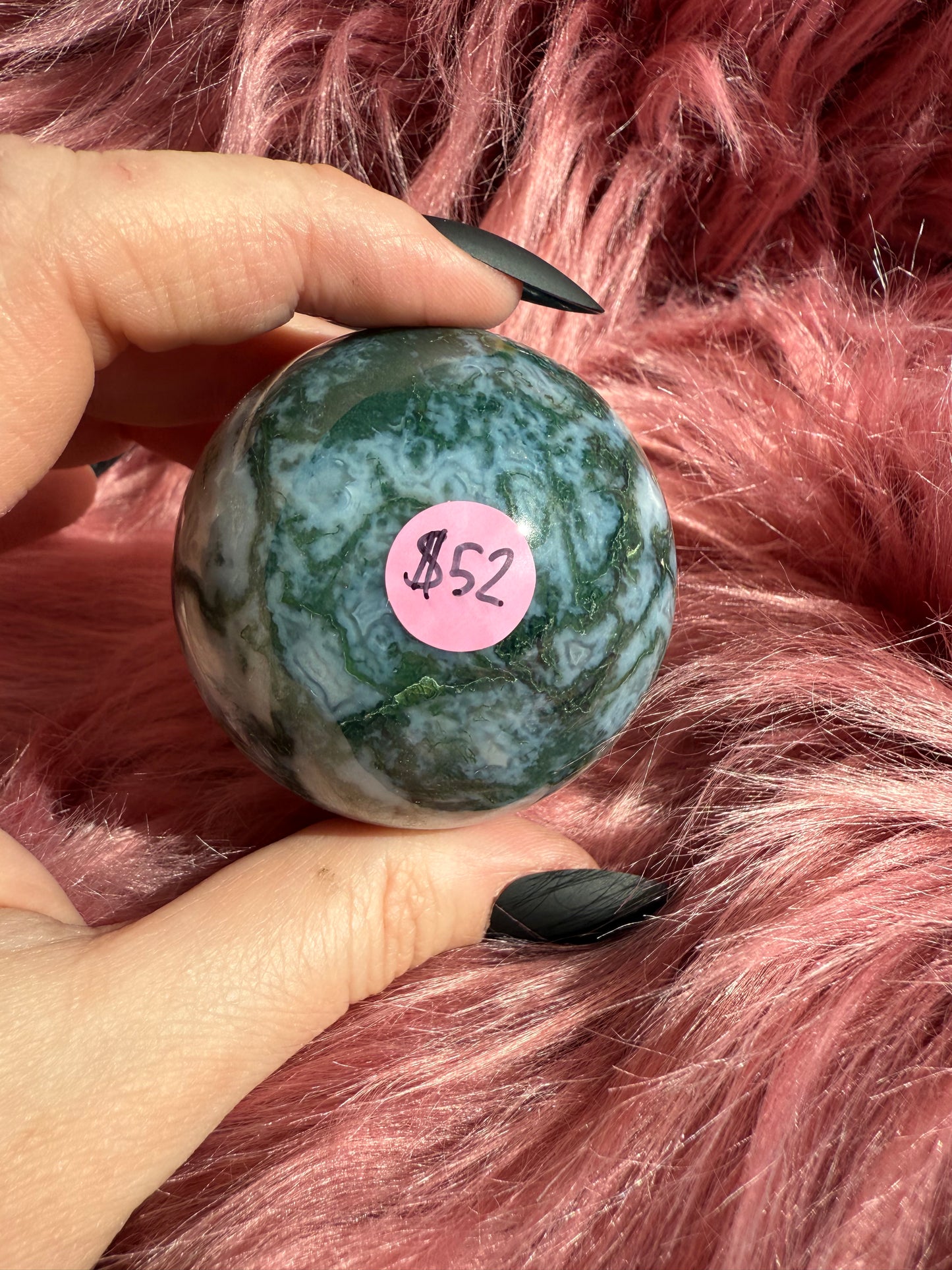 Stunning Blue Green Moss Agate Crystal Sphere
