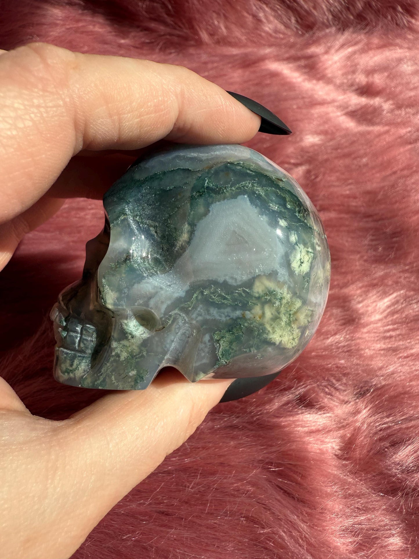 Stunning High Quality Moss Agate Skull A