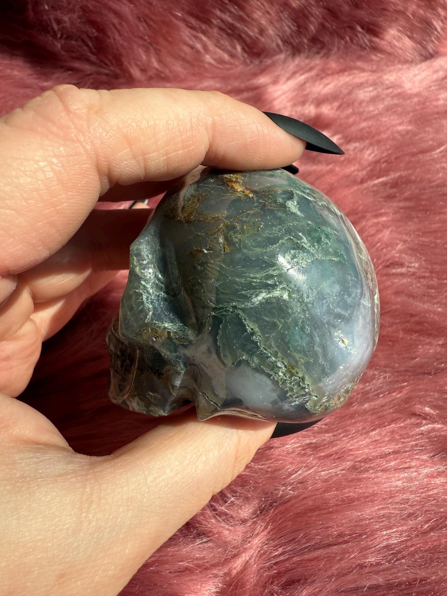 Stunning High Quality Moss Agate Skull I