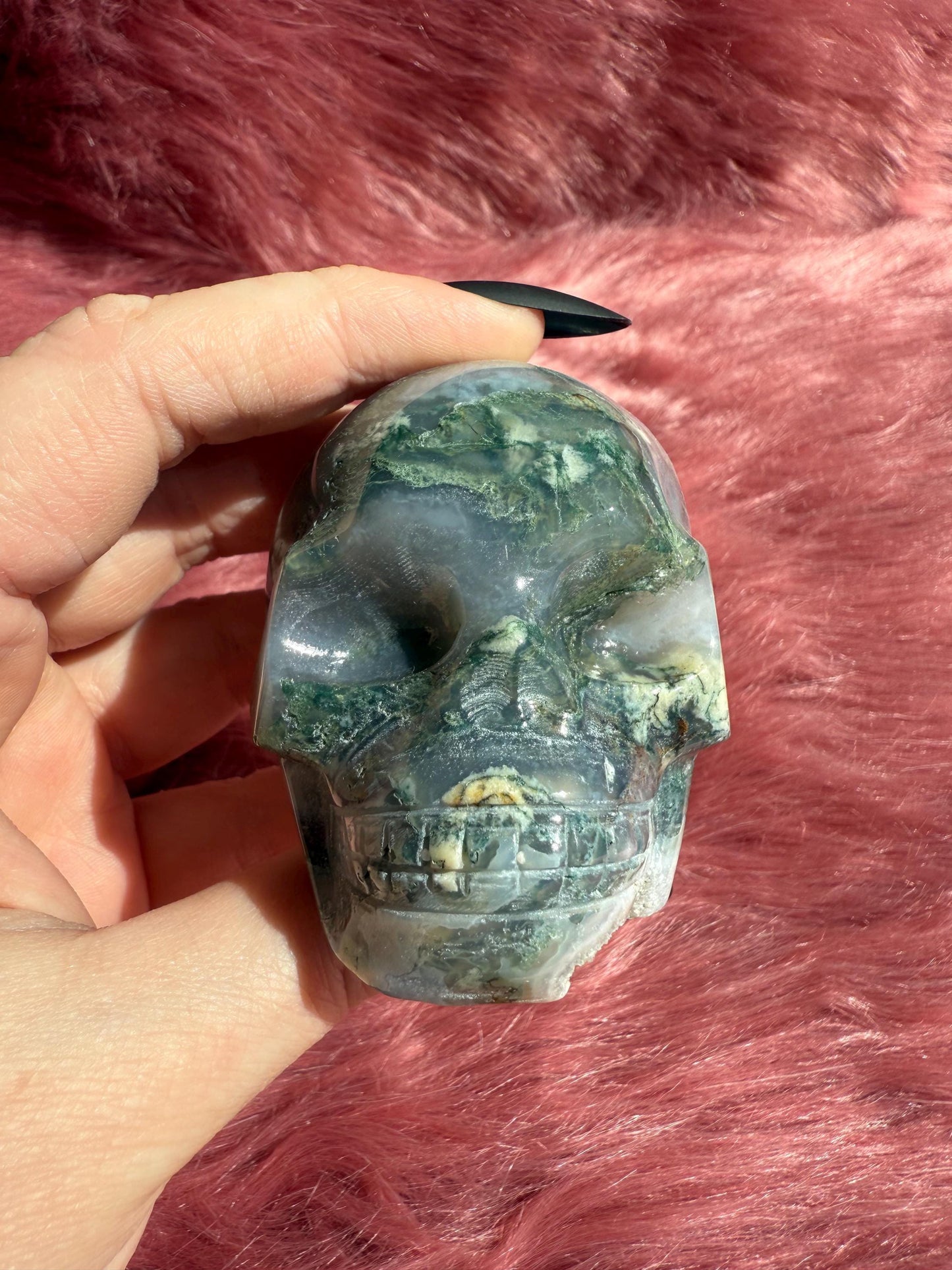 Stunning High Quality Moss Agate Skull H