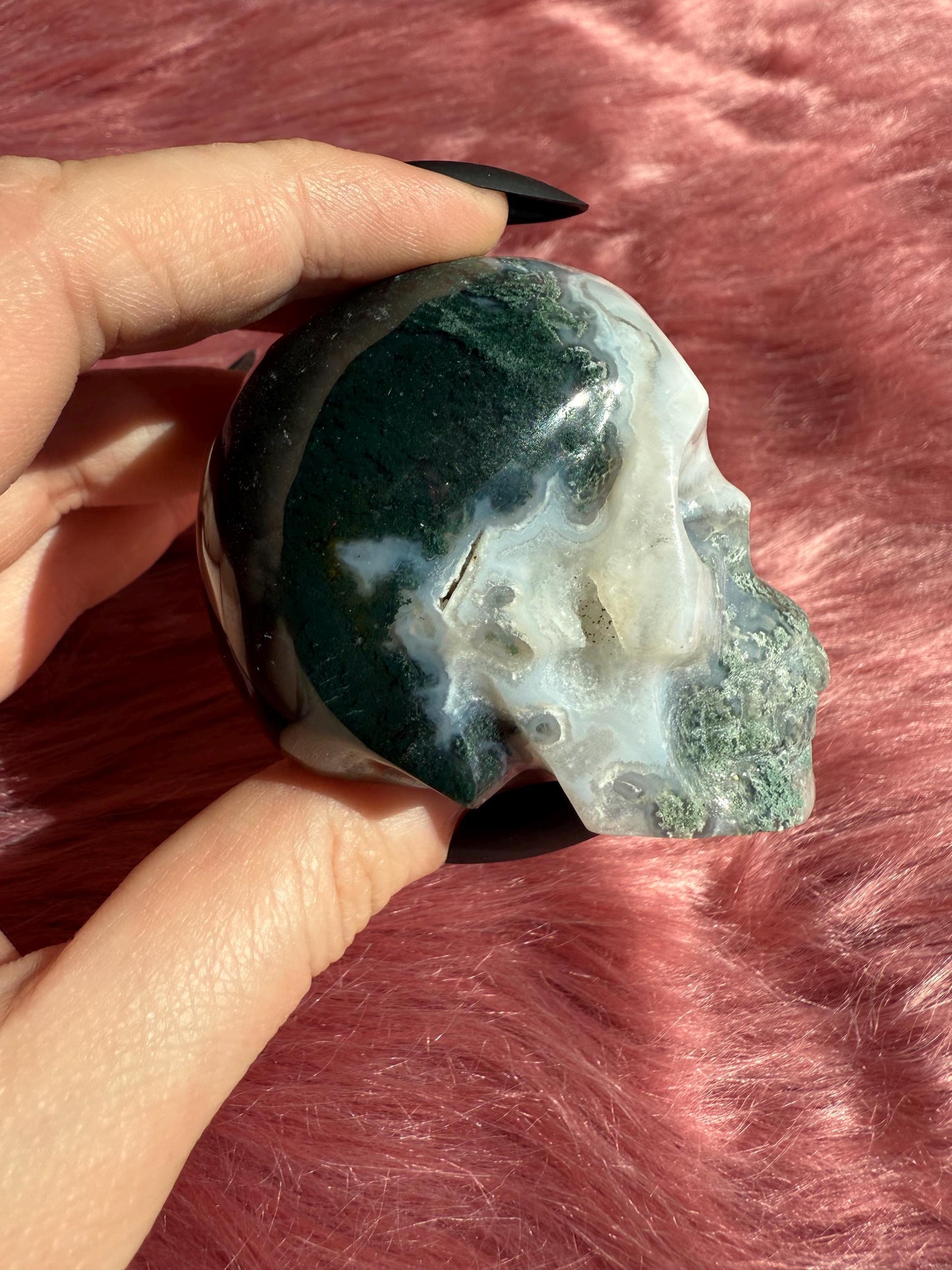Stunning High Quality Moss Agate Skull B
