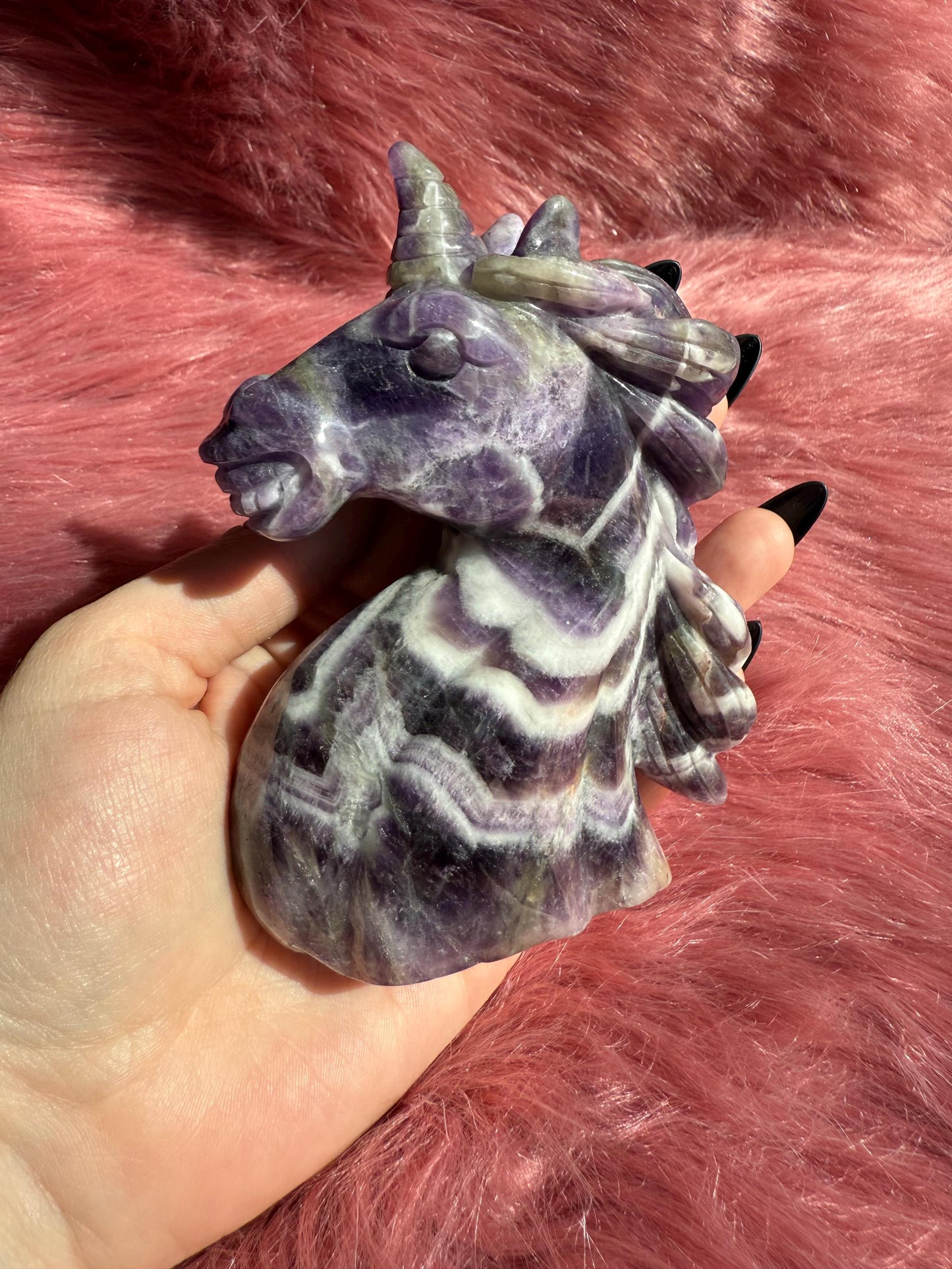 ONE (1) Stunning High Quality Dream Amethyst Hand Carved Unicorn