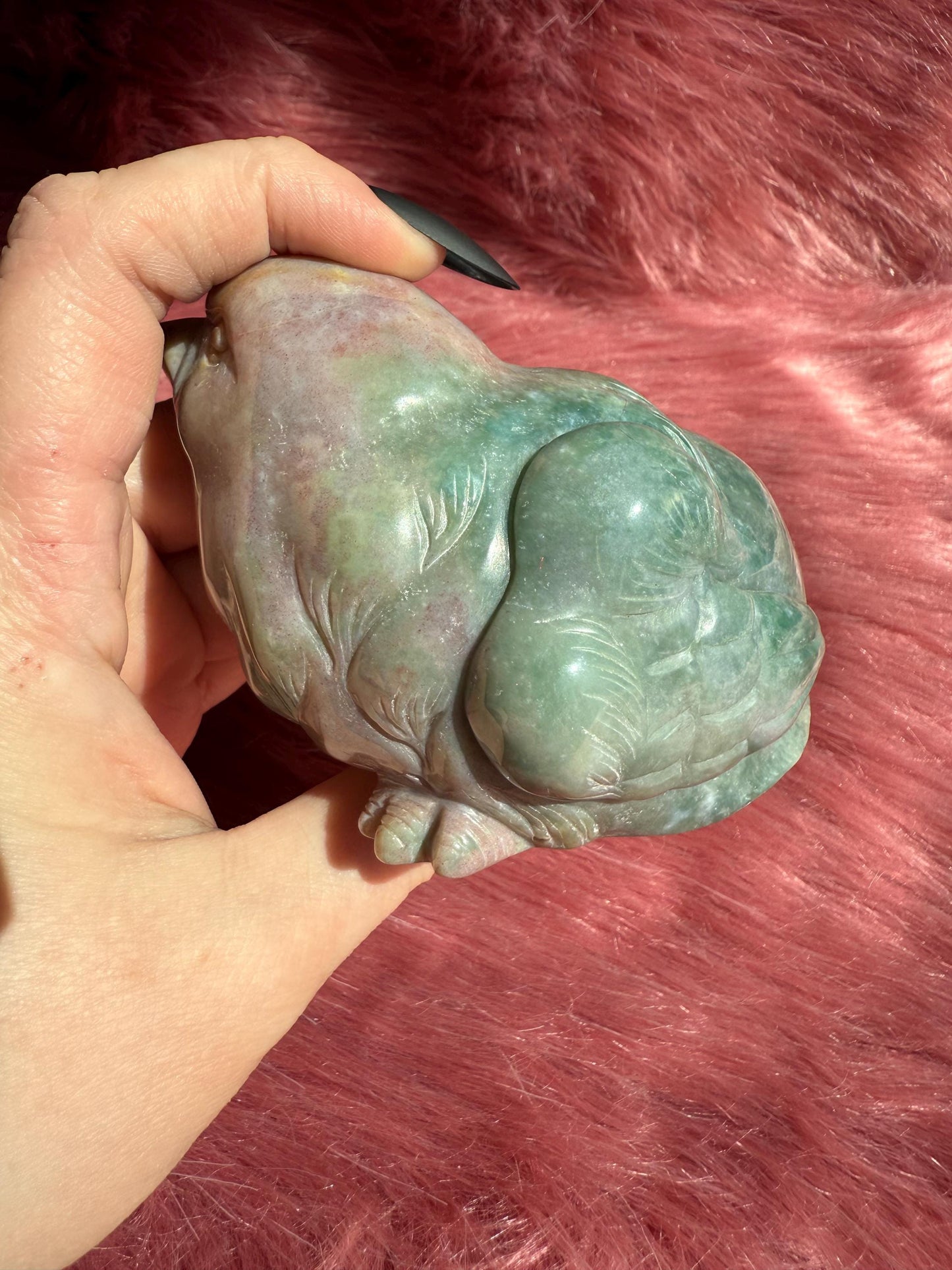 ONE (1) Stunning High Quality Sea (Ocean) Jasper Hand Carved Bird