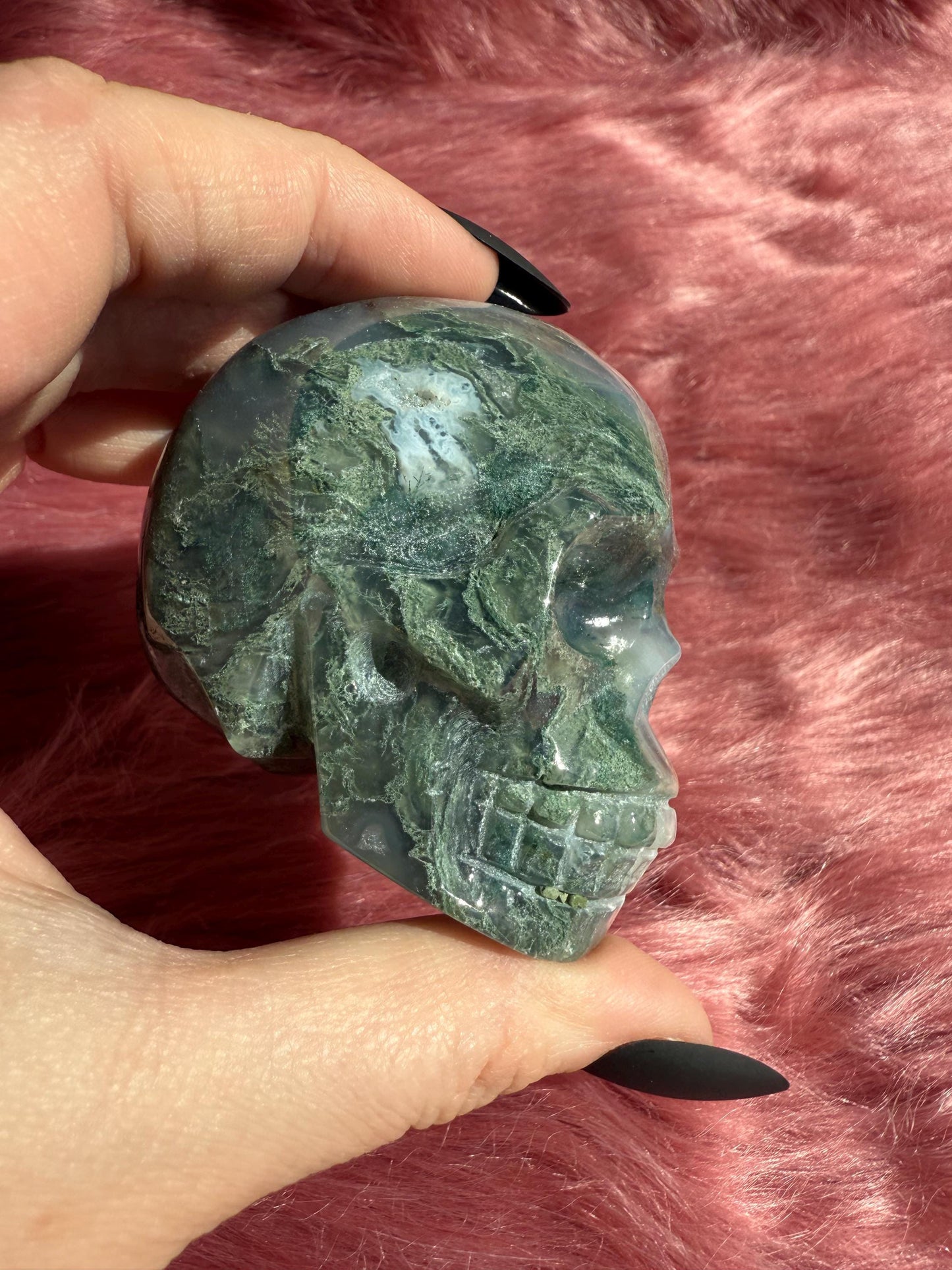 Stunning High Quality Moss Agate Skull A