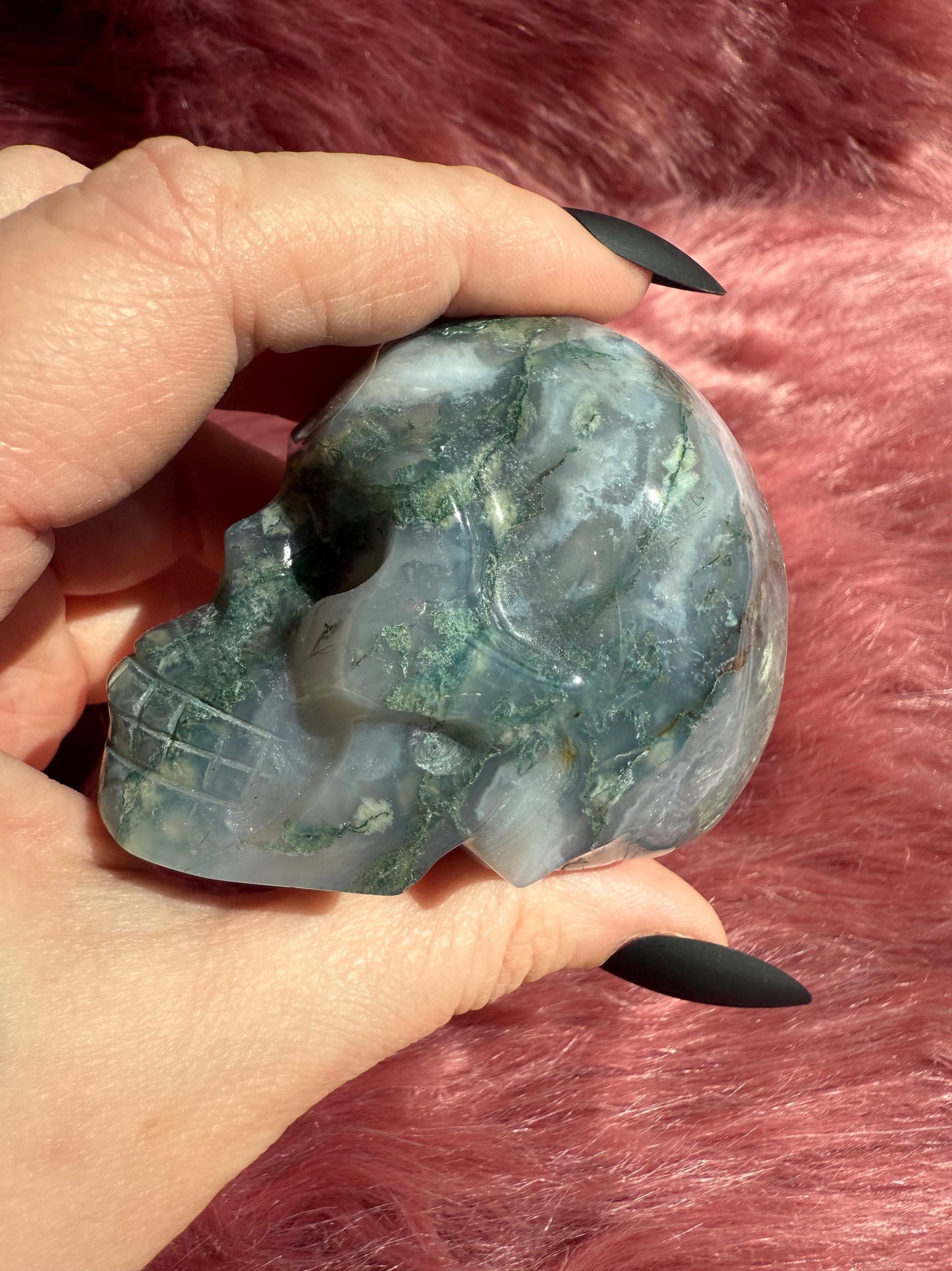 Stunning High Quality Moss Agate Skull E