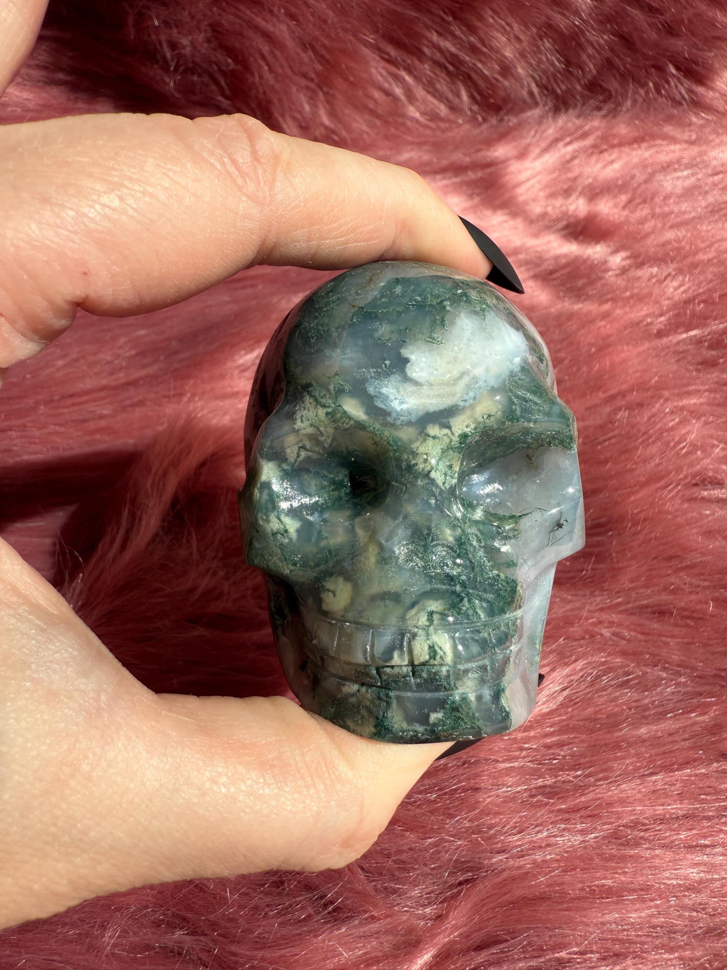 Stunning High Quality Moss Agate Skull E