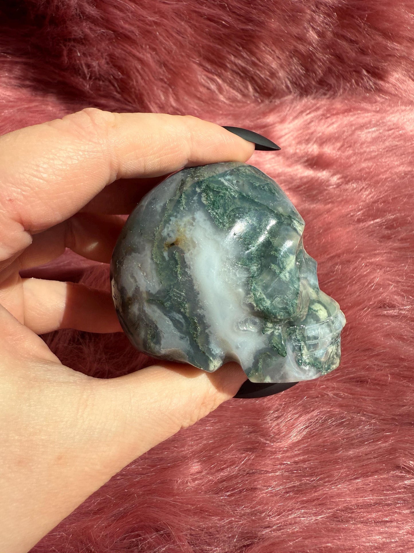Stunning High Quality Moss Agate Skull E