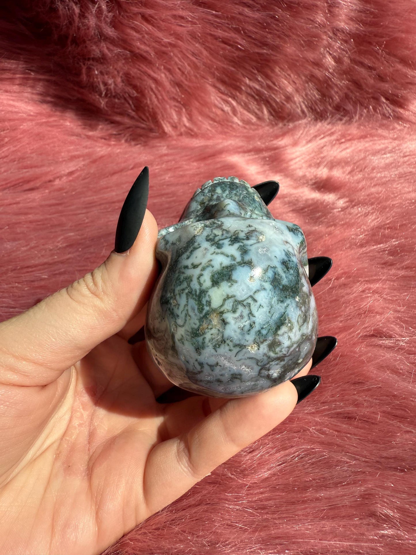 Stunning High Quality Moss Agate Skull C