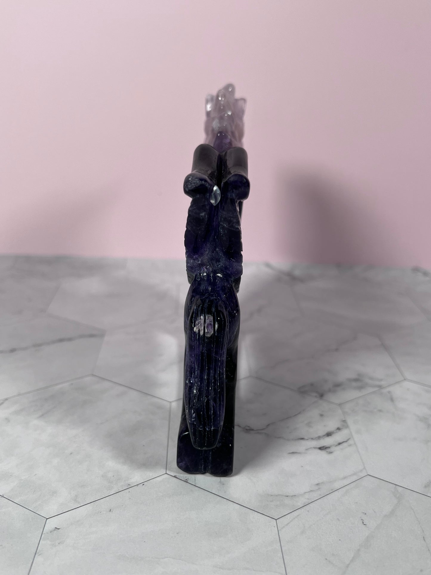 ONE (1) Stunning High Quality Fluorite Flying Unicorn Carving